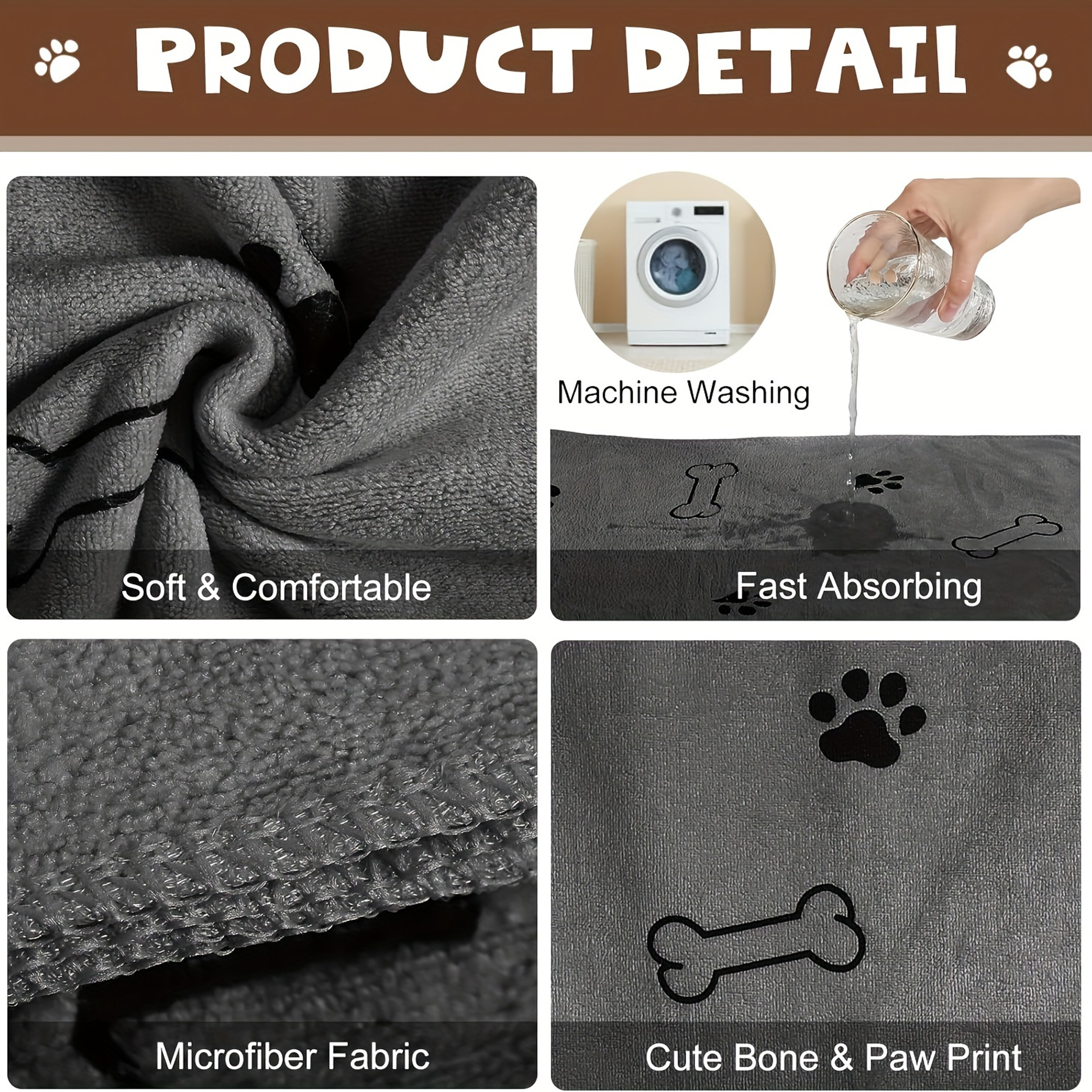 Quick-Drying Microfiber Dog Towel, Absorbent Bath Towel for Pets & Car Wipes – view 5