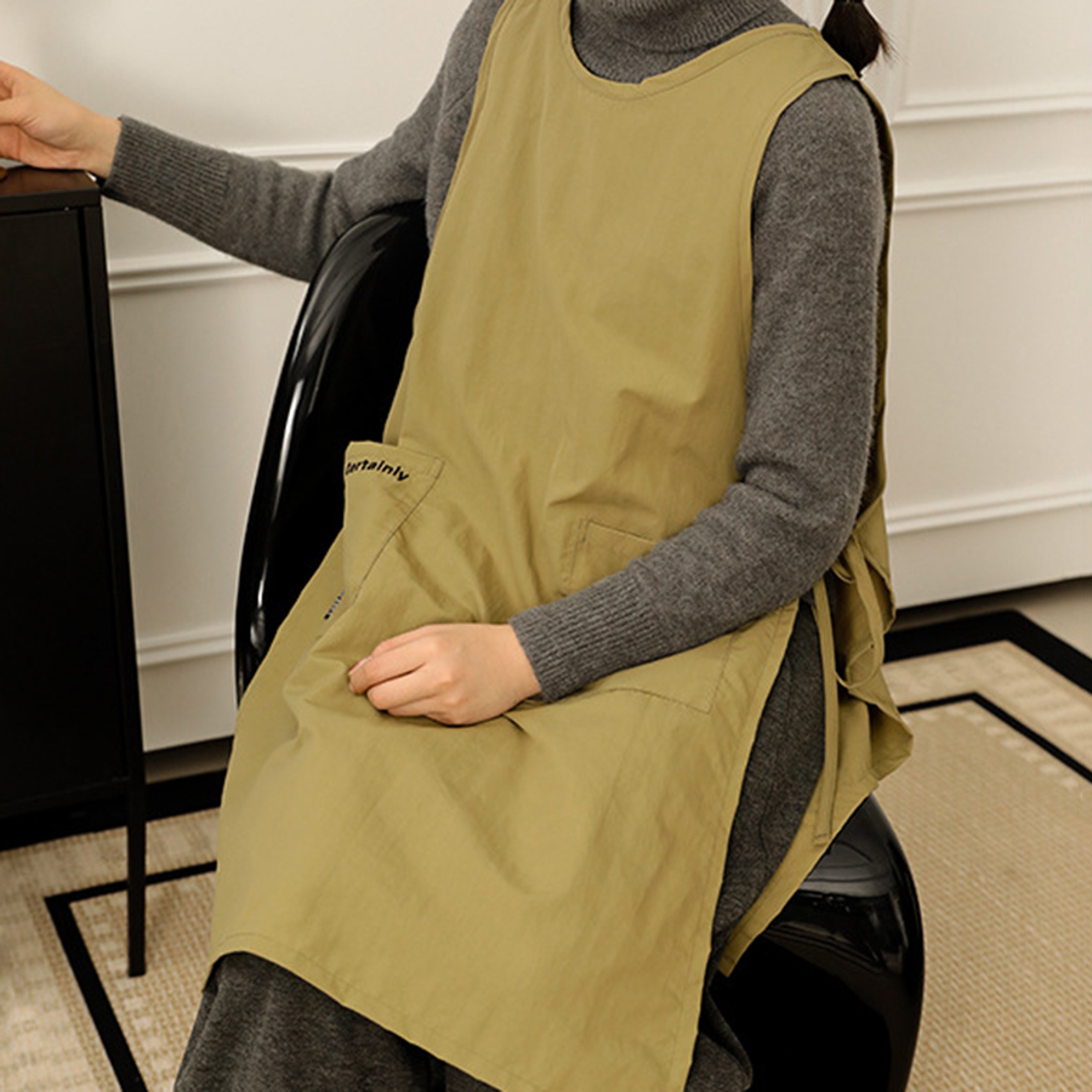 Waterproof Kitchen Apron With Pockets For Women Antidirty Long Vest For Cooking Painting Beauty  Na 1