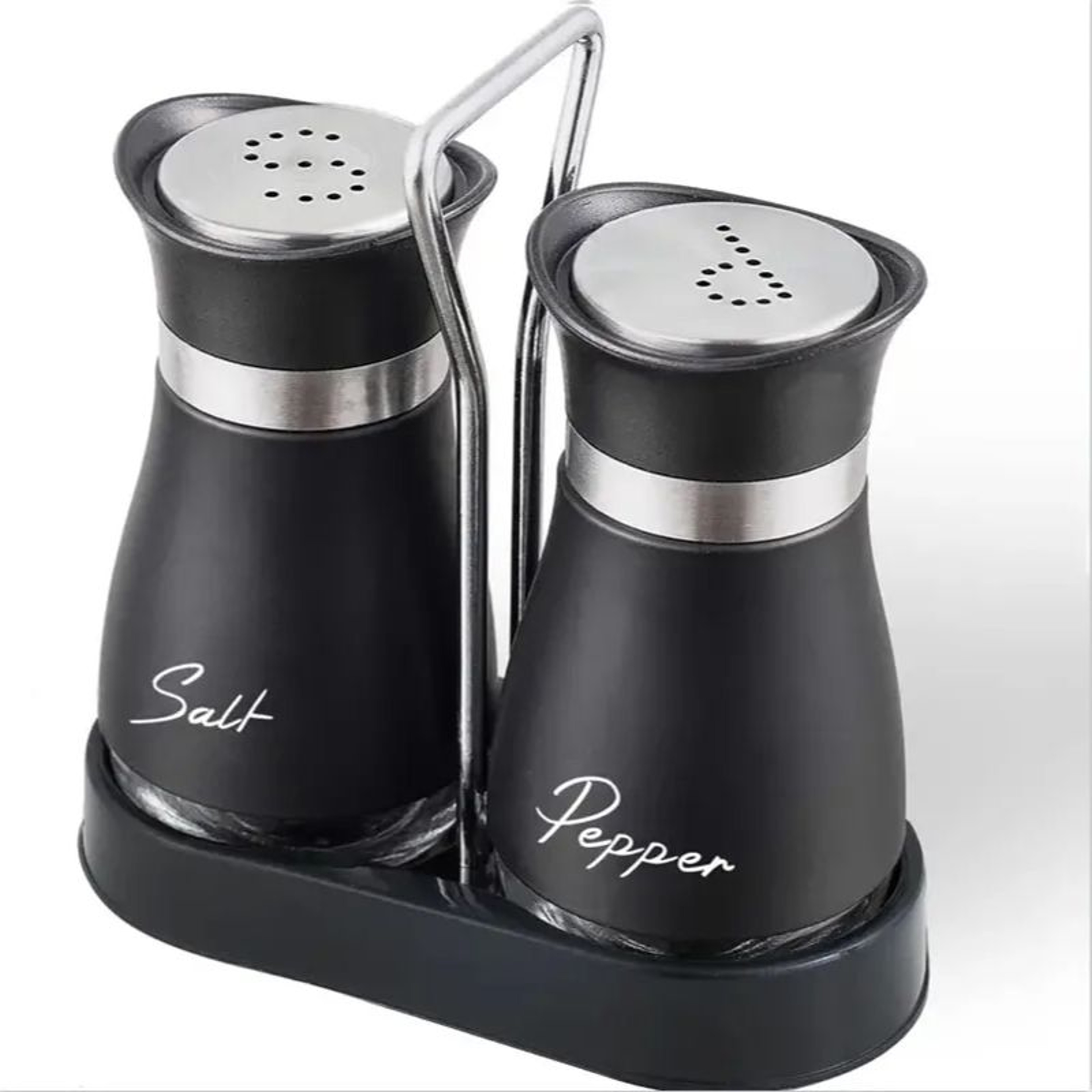 Adjustable Salt  Pepper Shakers Set Refillable Glass Spice Bottles With Shelf Organizer Includes Po 8