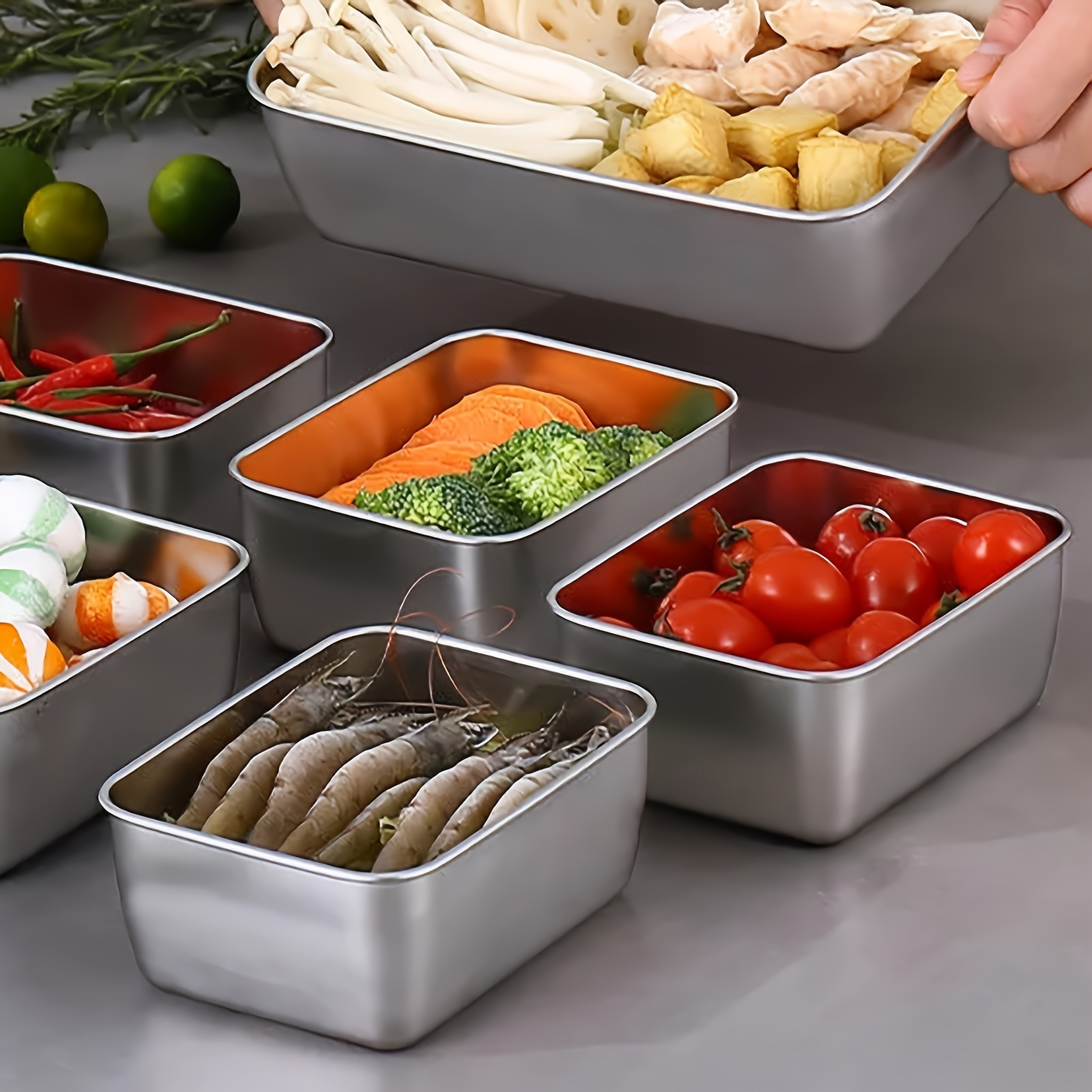 Stainless Steel Food Storage Containers Set Leakproof Stackable  Reusable Perfect For Camping Picni 2
