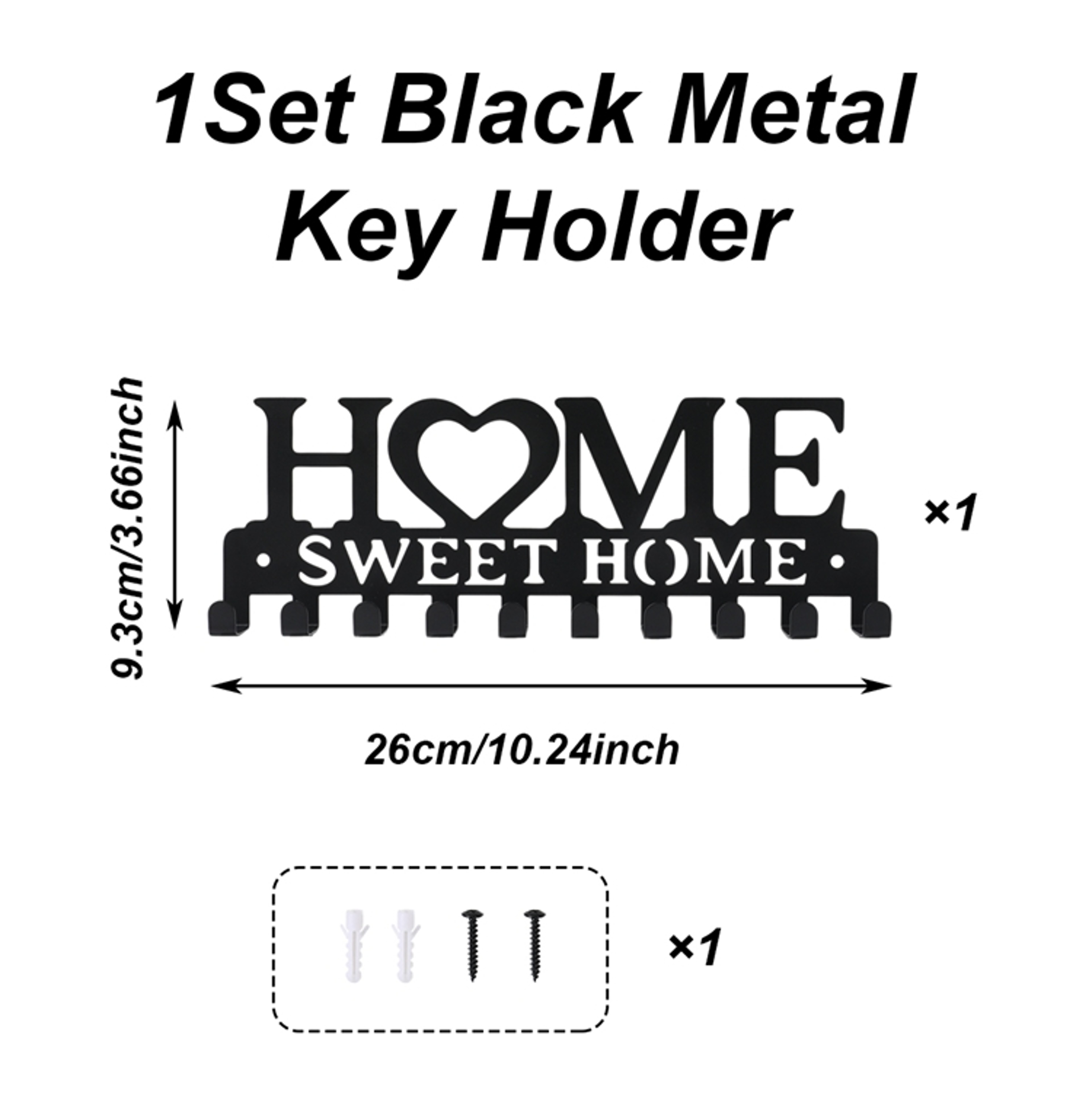 Black Metal WallMounted Key Holder Rack Sweet Home Design 5