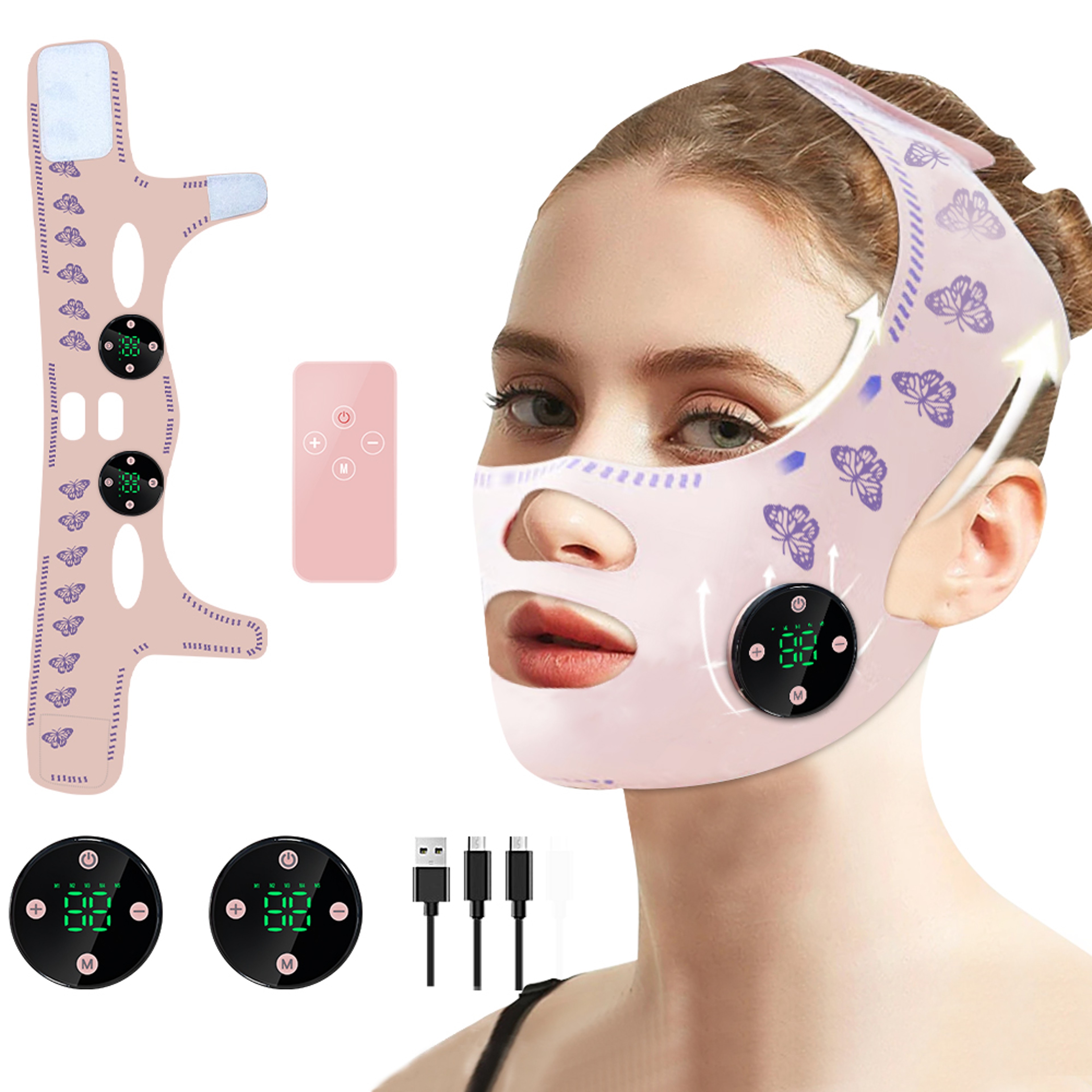 EMS Face Slimming Strap USB Charging Facial Lift Double Chin Reduction Cheek  Jawline Enhancement M 0