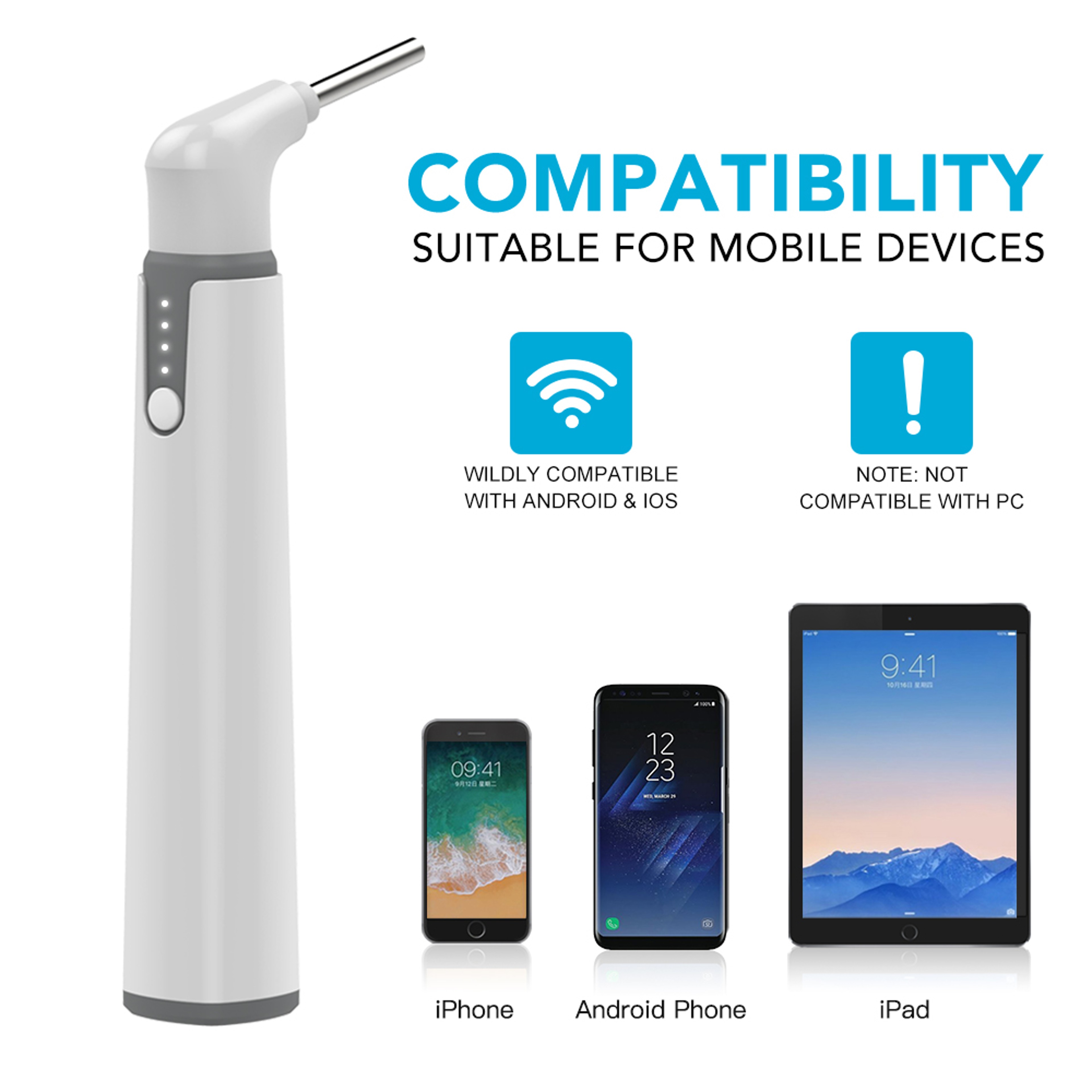 Wireless Otoscope Ear Camera HD With LED Lights For Adults  Kids Supports IPhone  Android 4