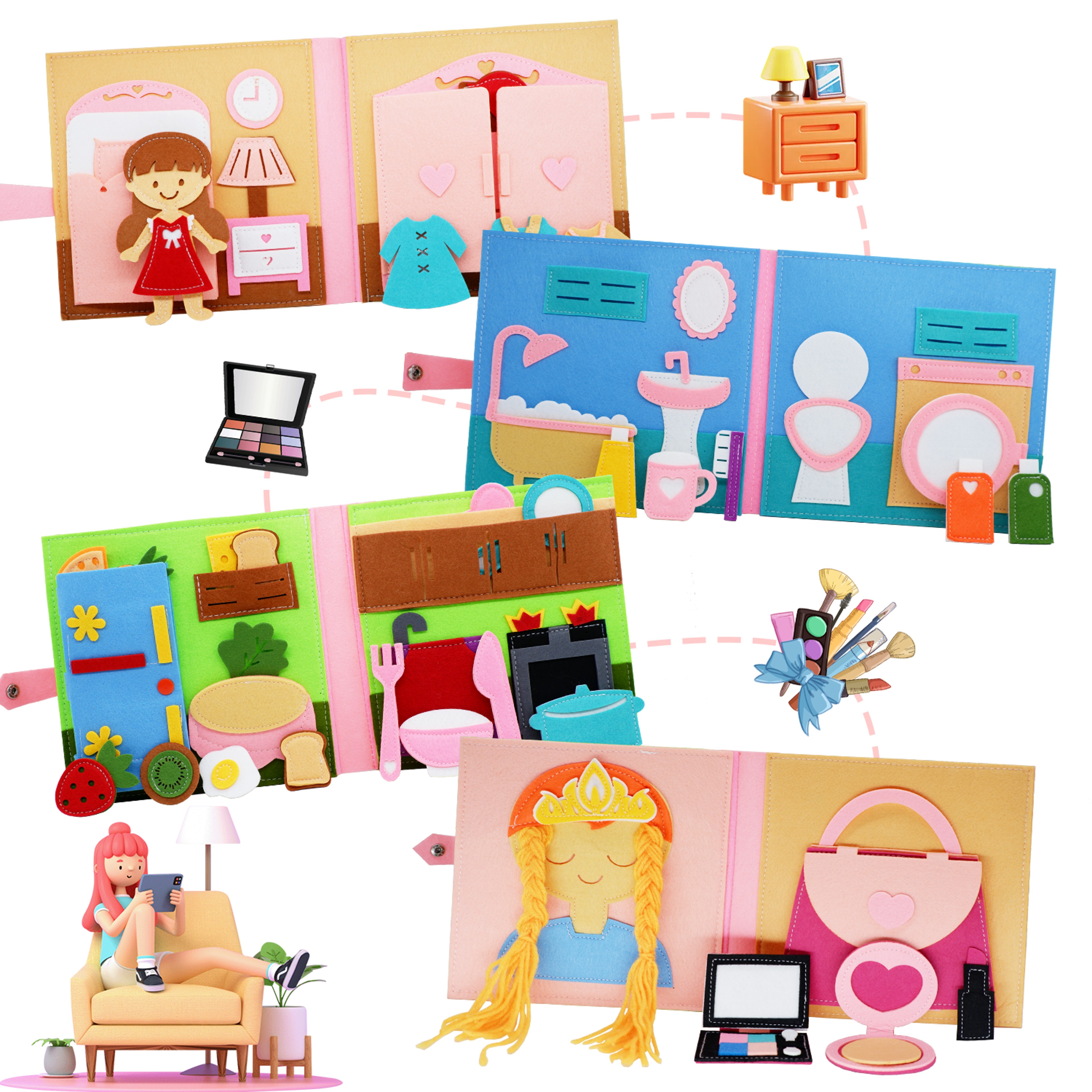 Montessori Quiet Book For Toddlers Felt Activity Book With Learning Activities For Sensory Developm 2