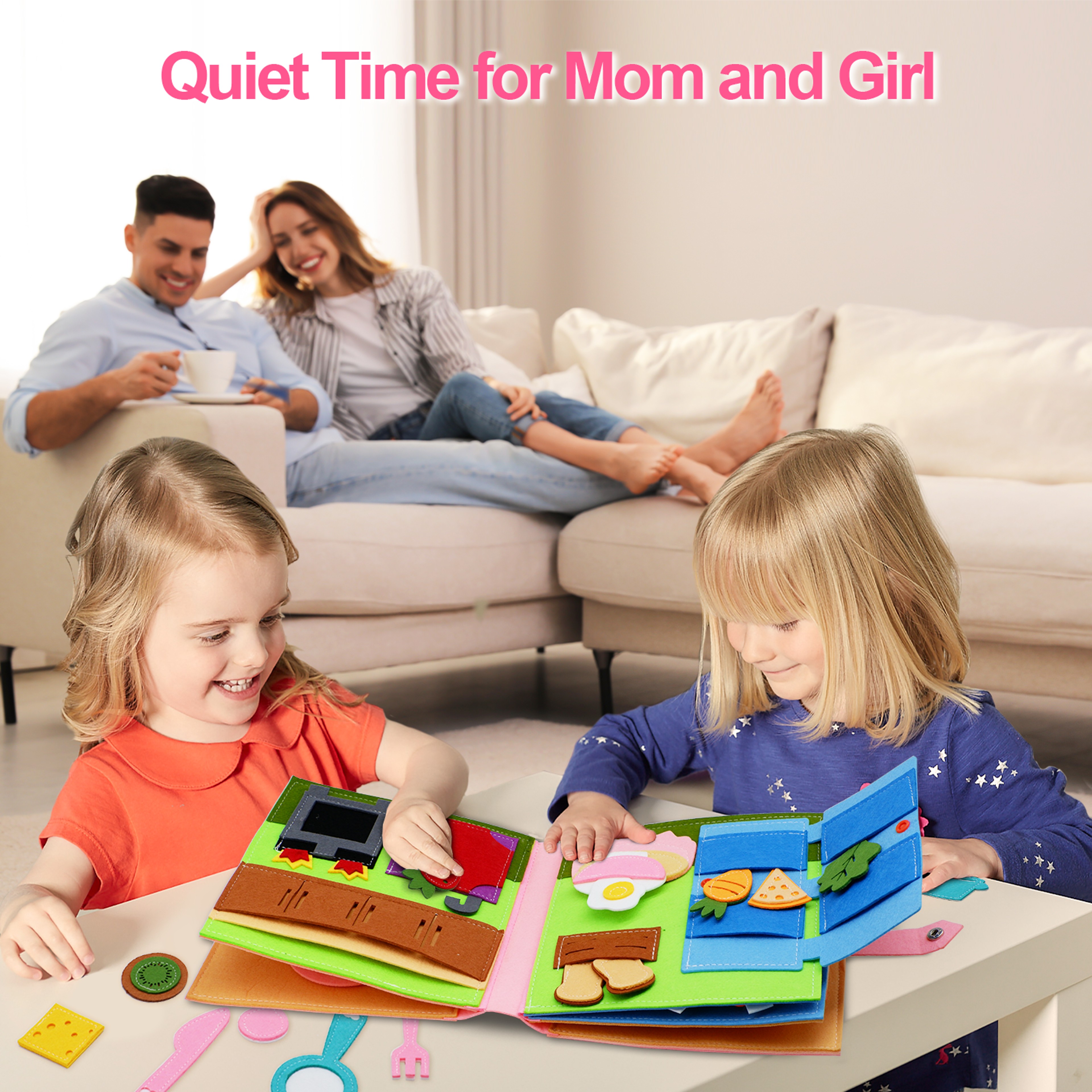 Montessori Quiet Book For Toddlers Felt Activity Book With Learning Activities For Sensory Developm 3