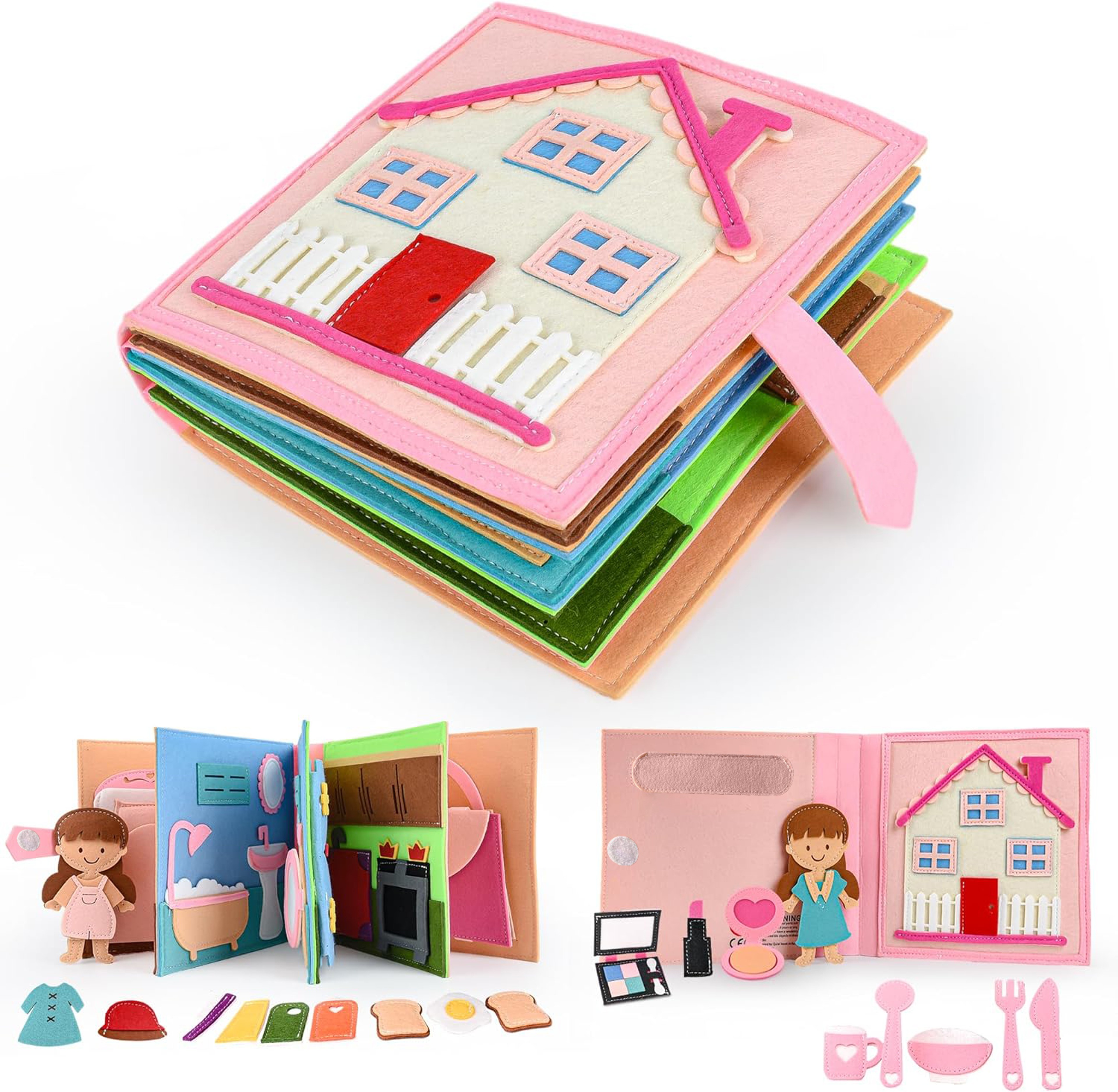 Montessori Quiet Book For Toddlers Felt Activity Book With Learning Activities For Sensory Developm 6