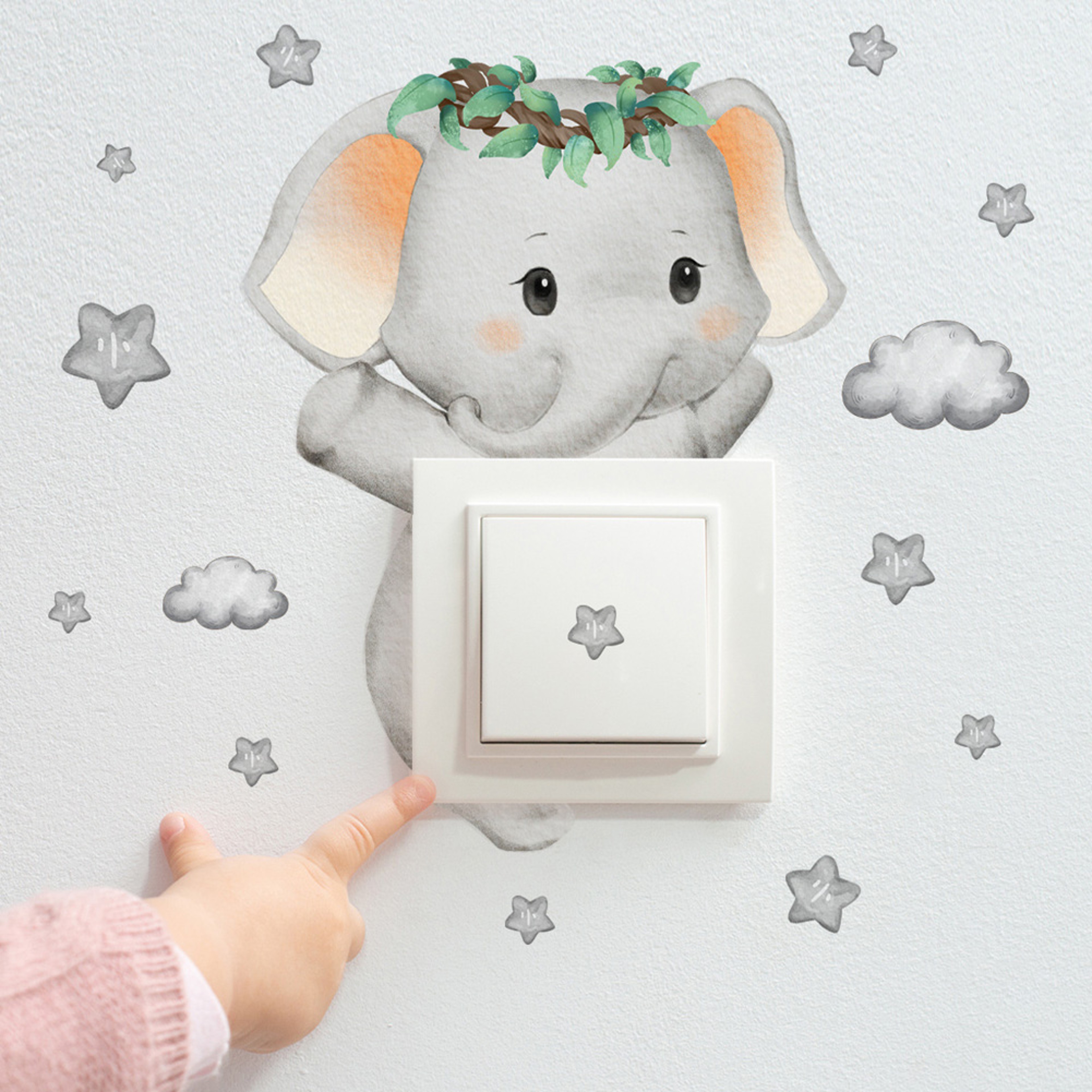 Cute Animal Wall Stickers For Kids SelfAdhesive Giraffe Bear  Elephant Bedroom Decor 2