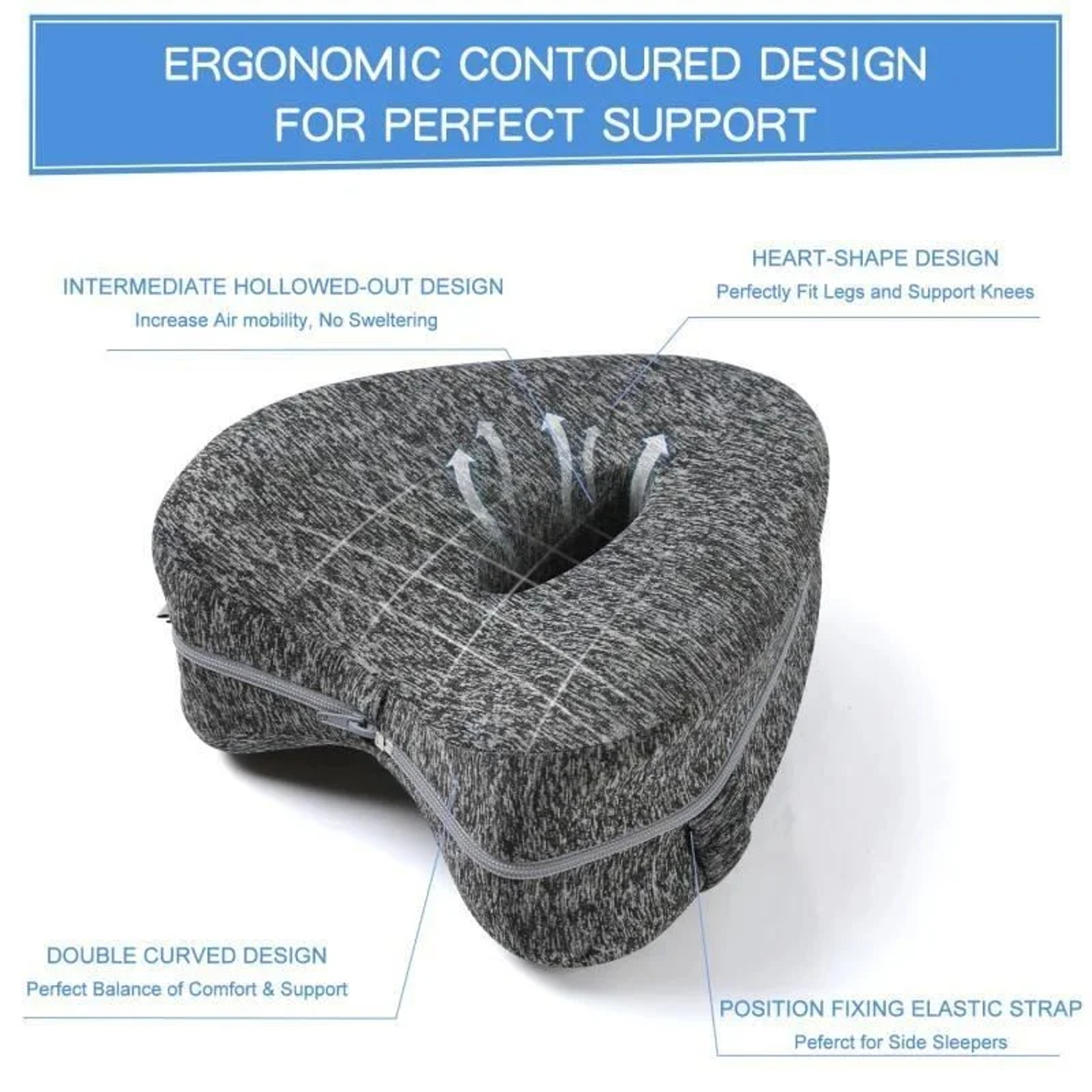 Orthopedic Memory Foam Knee Pillow For Side Sleepers Sciatica Relief And Pregnancy Leg Support 1