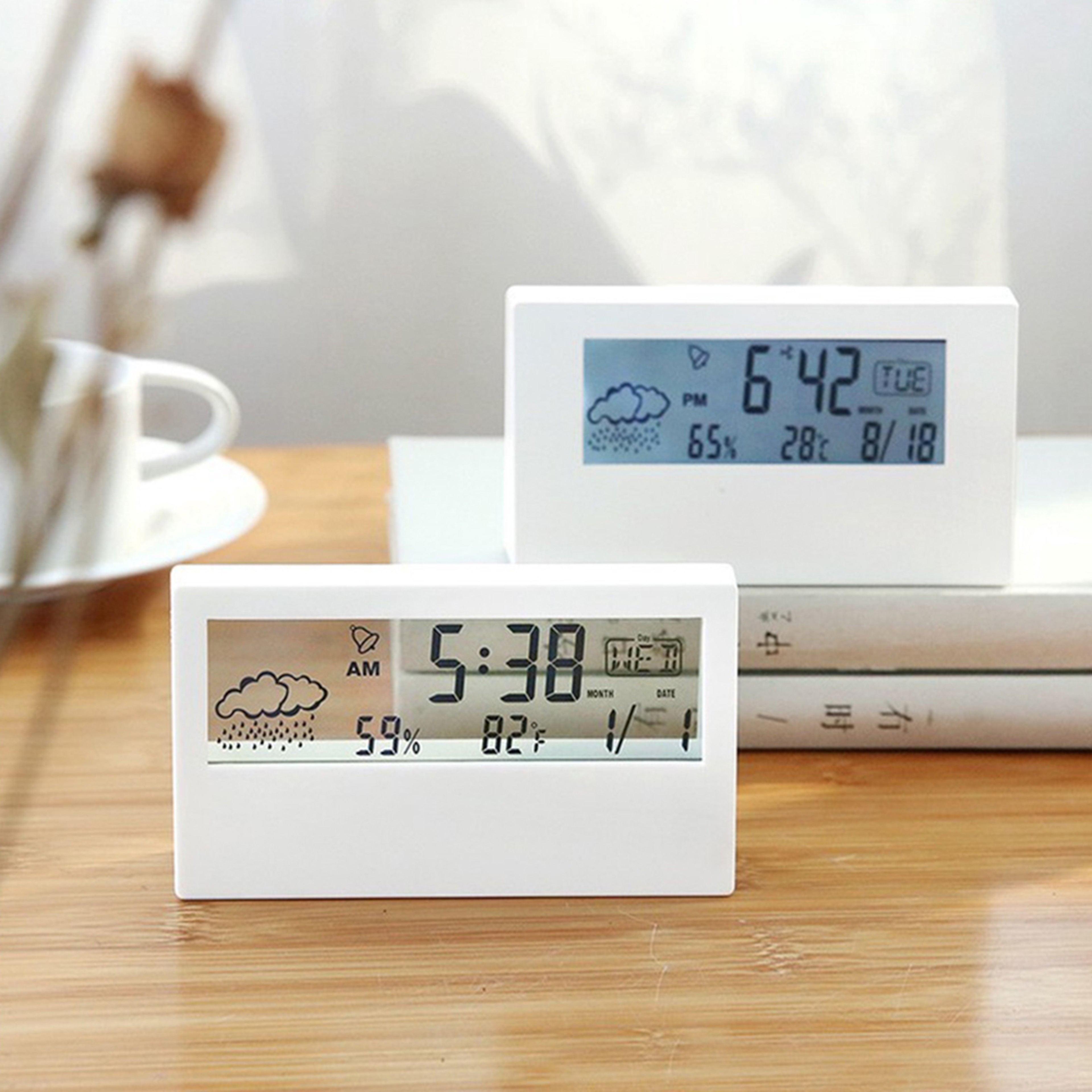Smart Thermo-Hygrometer Clock with Weather Display & Alarm for Home – view 3