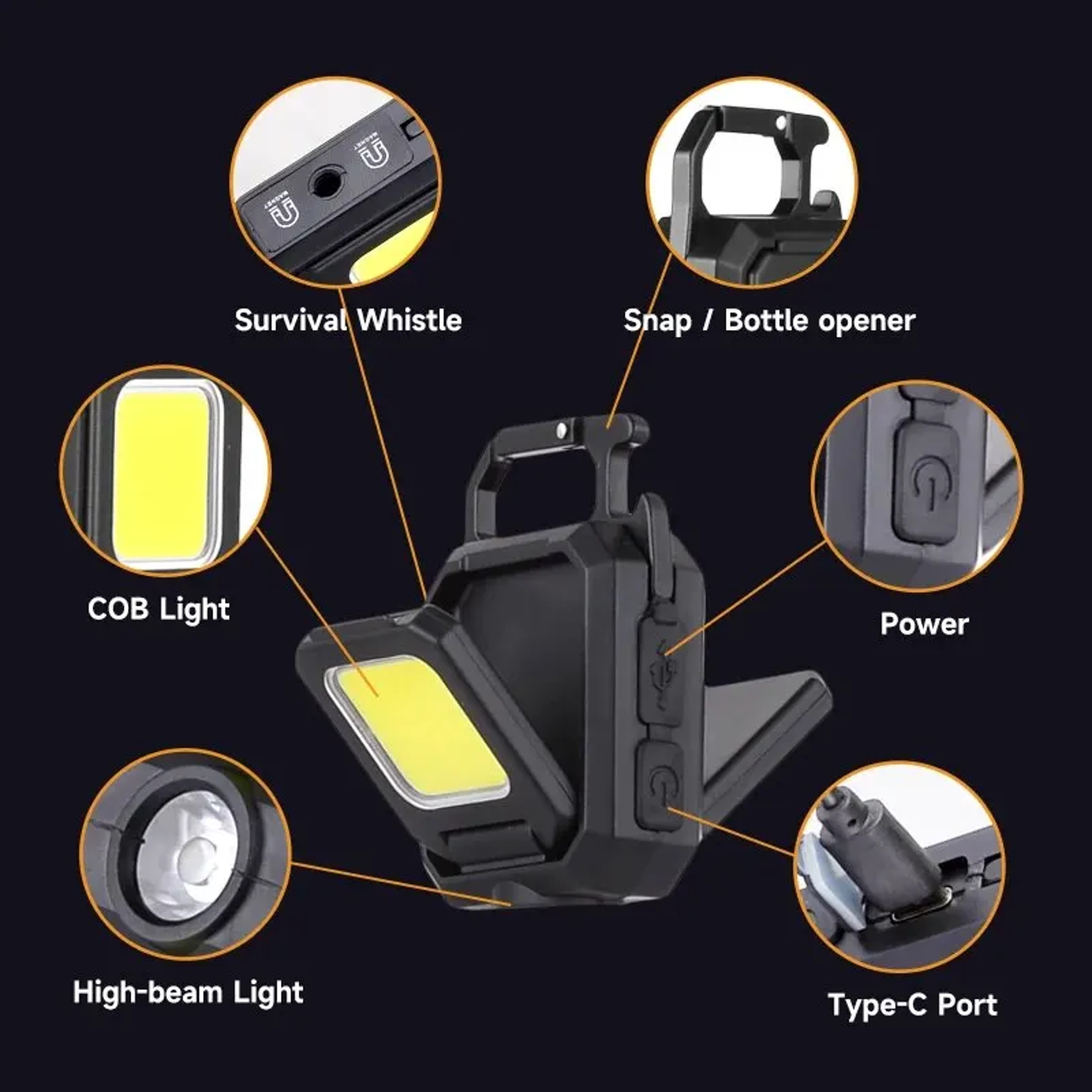 Portable LED Keychain Work Light, Rechargeable, Dual Light Source, High Lumens for Camping, Hiking, Running – view 4