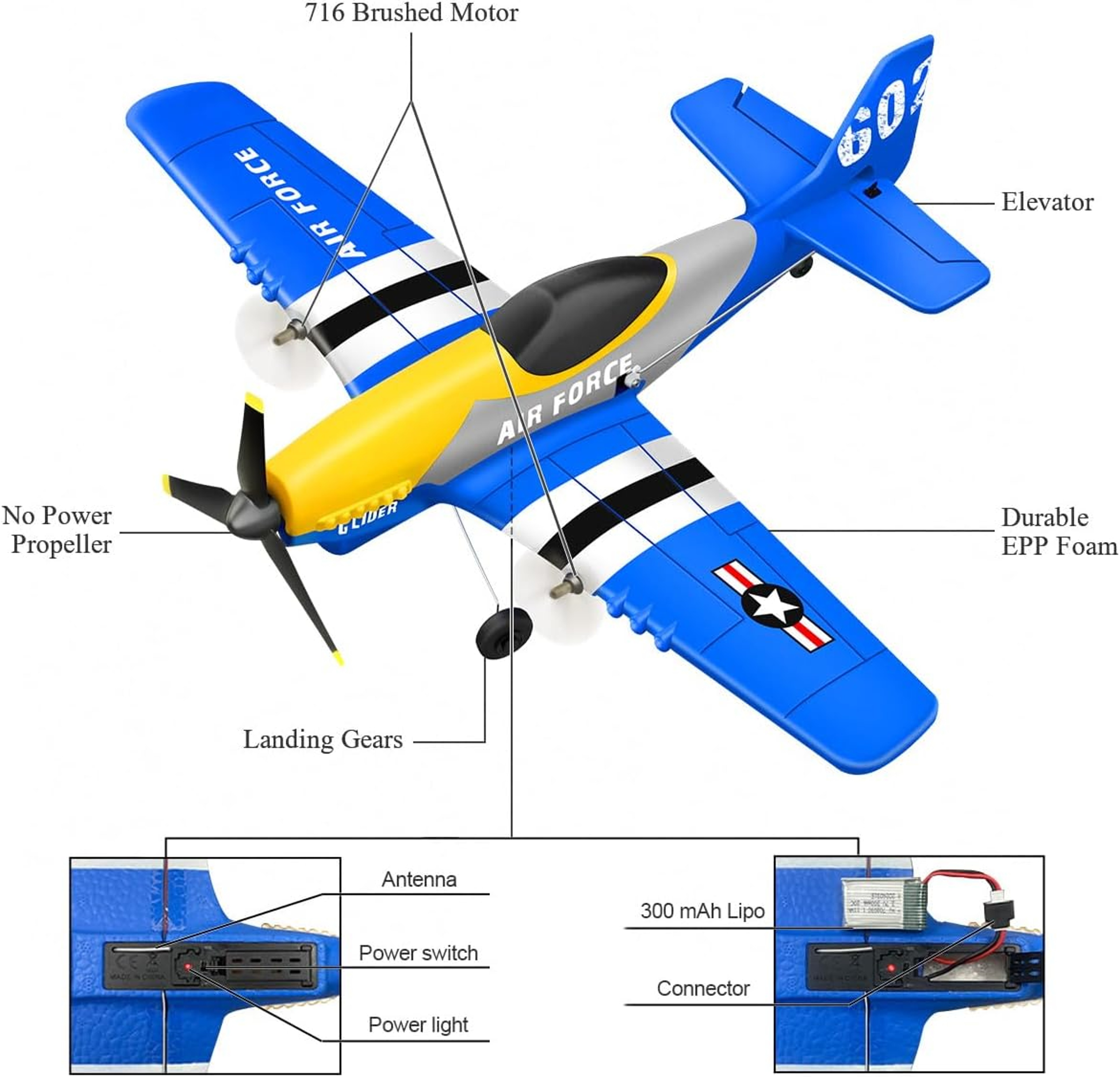 RC Plane 24G Foam Remote Control Fighter Glider Warbird Airplane Toys 5