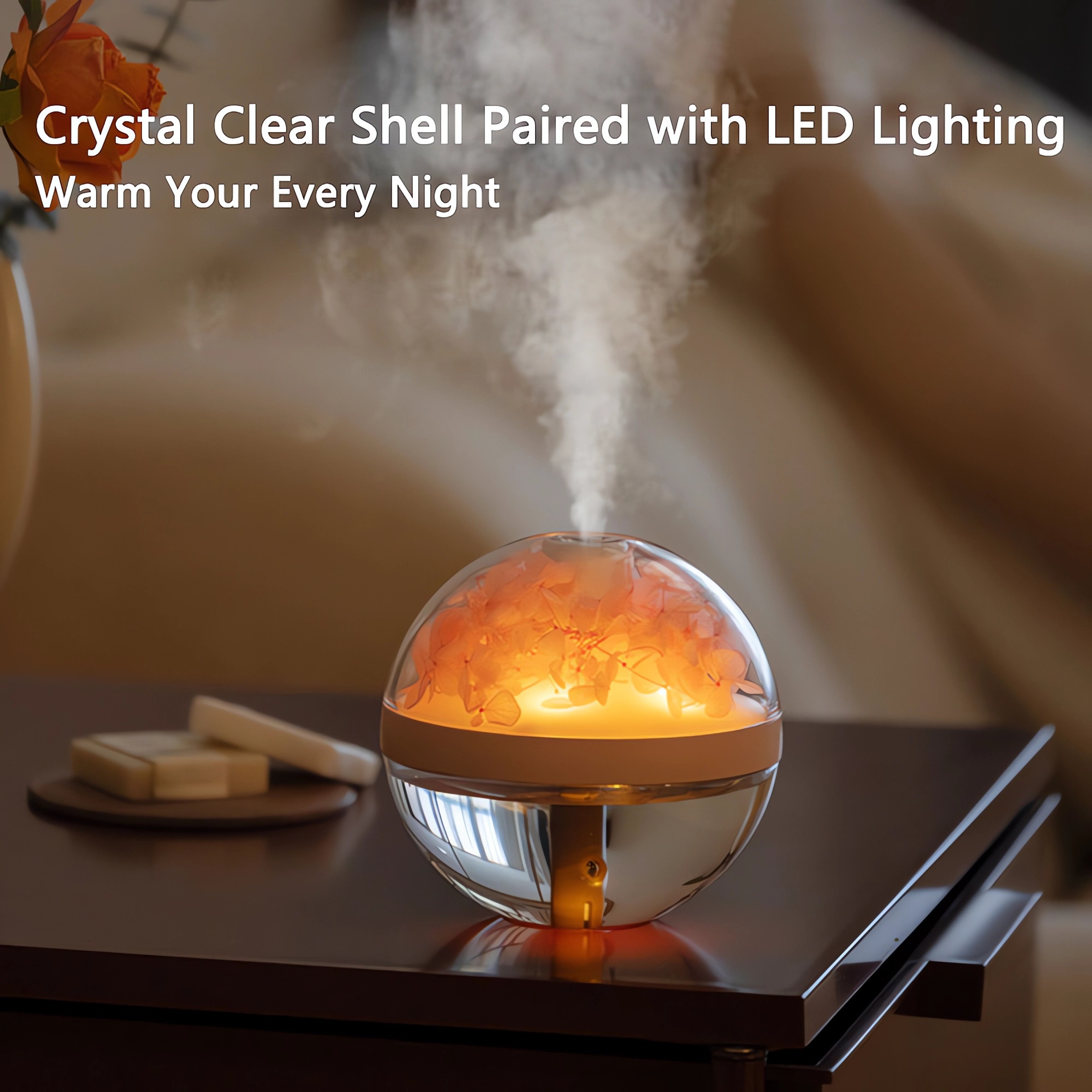 Eternal Flower Humidifier Diffuser With Atmosphere Light Mini USB Battery Charger Creative Gift For 2