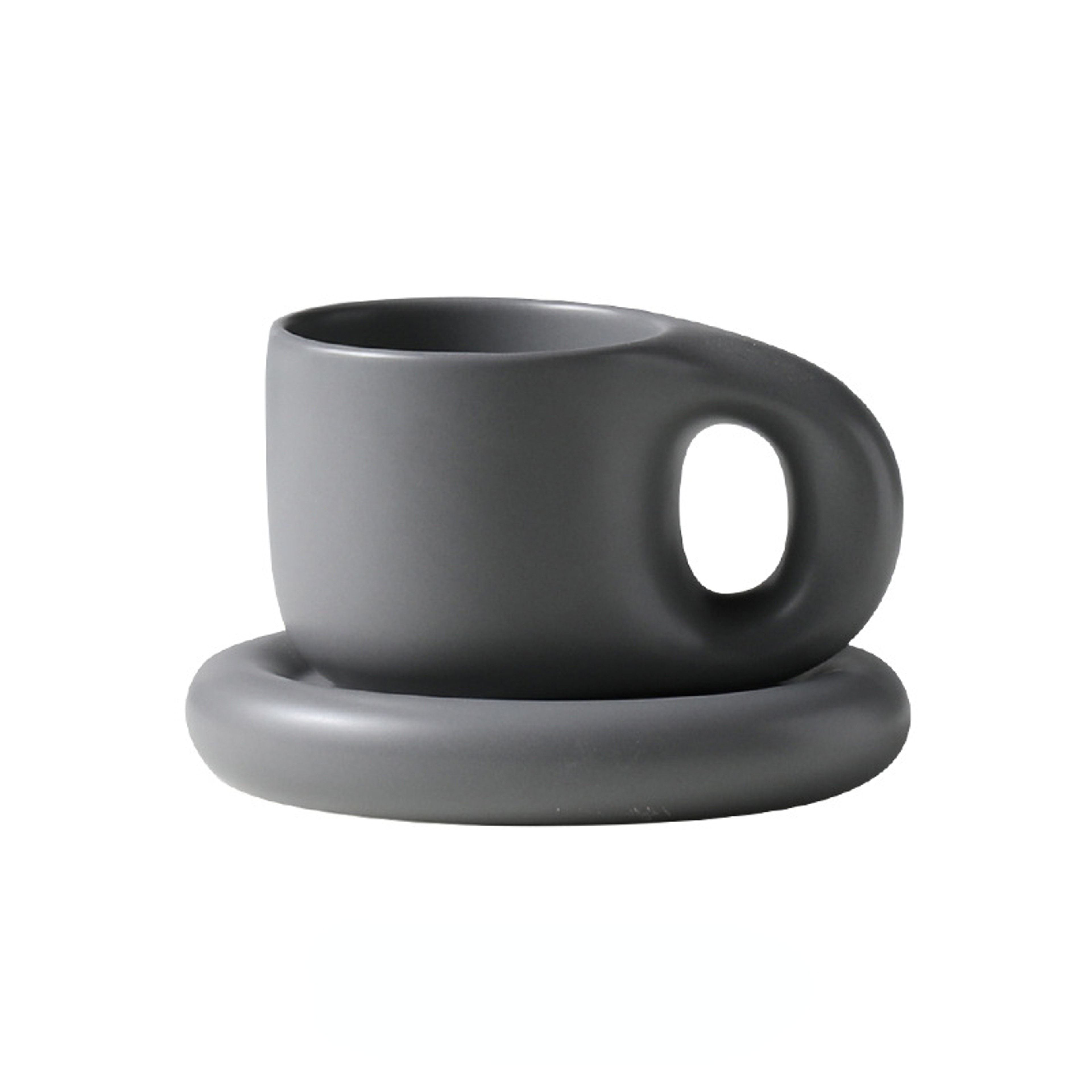 Handmade Chubby Mug With Saucer Creative Nordic Ceramic Cup For Coffee Tea Milk  Cake Personalized  9