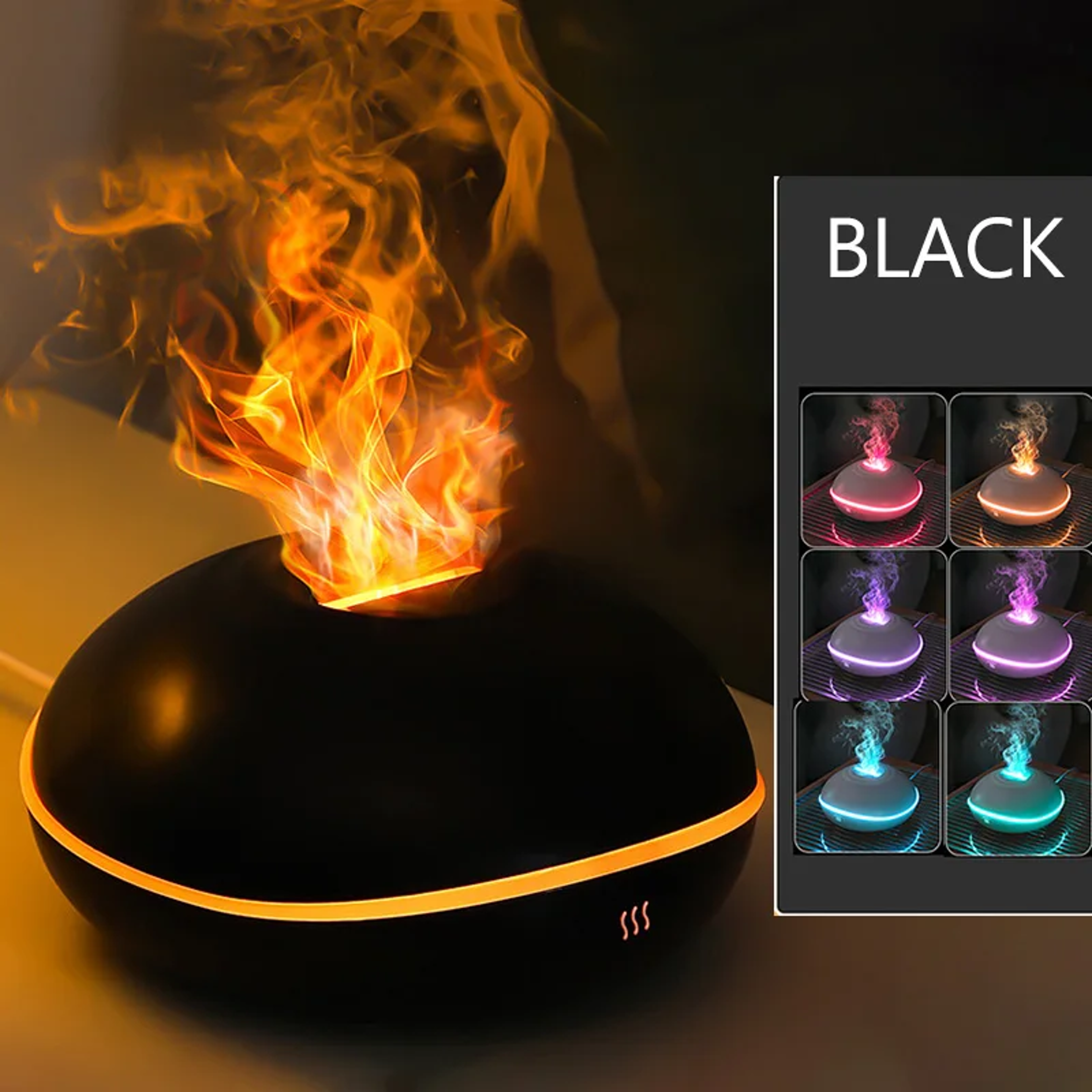 7Color Fire Flame Wood Grain Ultrasonic Aroma Diffuser  Humidifier 6