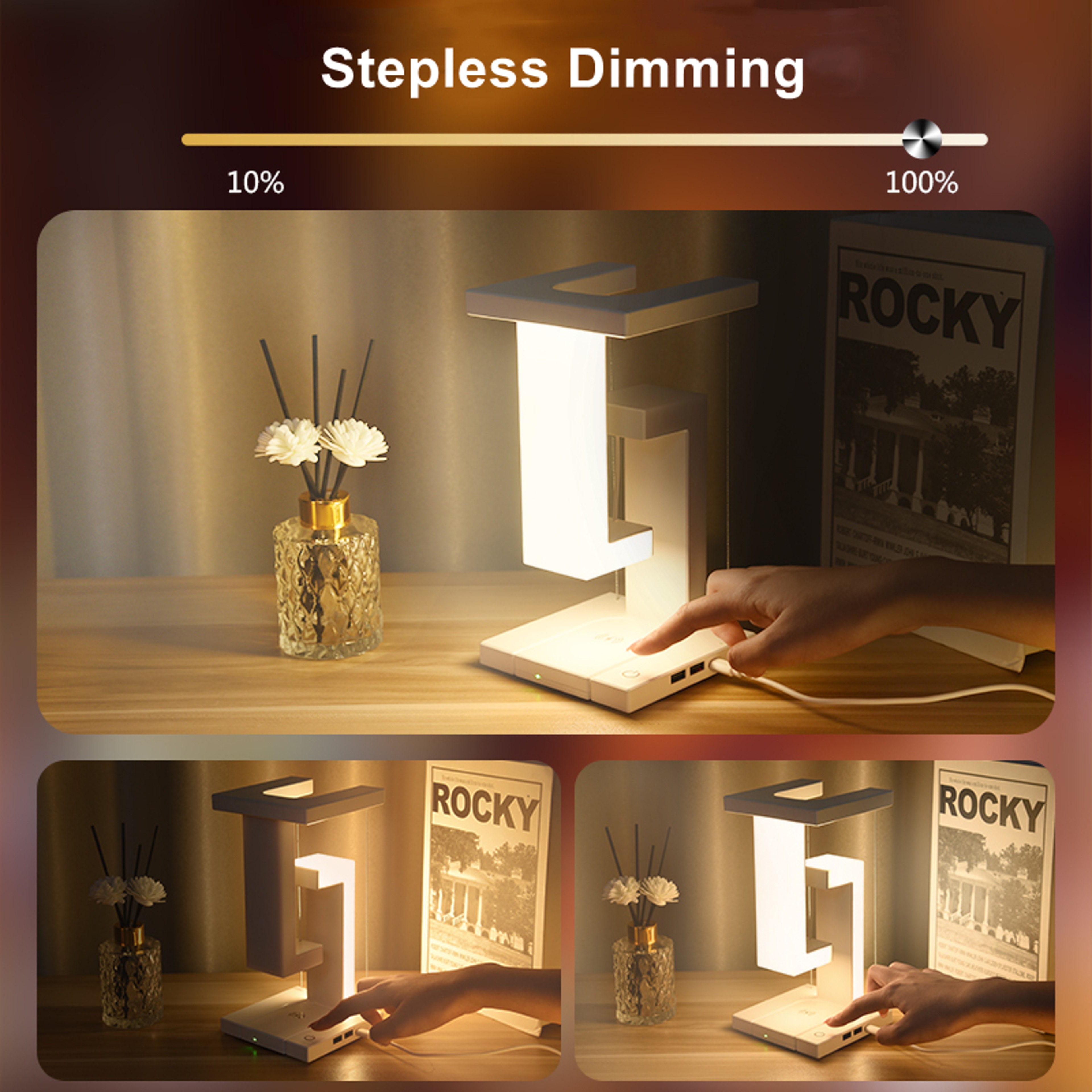 Floating Desk Lamp with Wireless Charger – view 3
