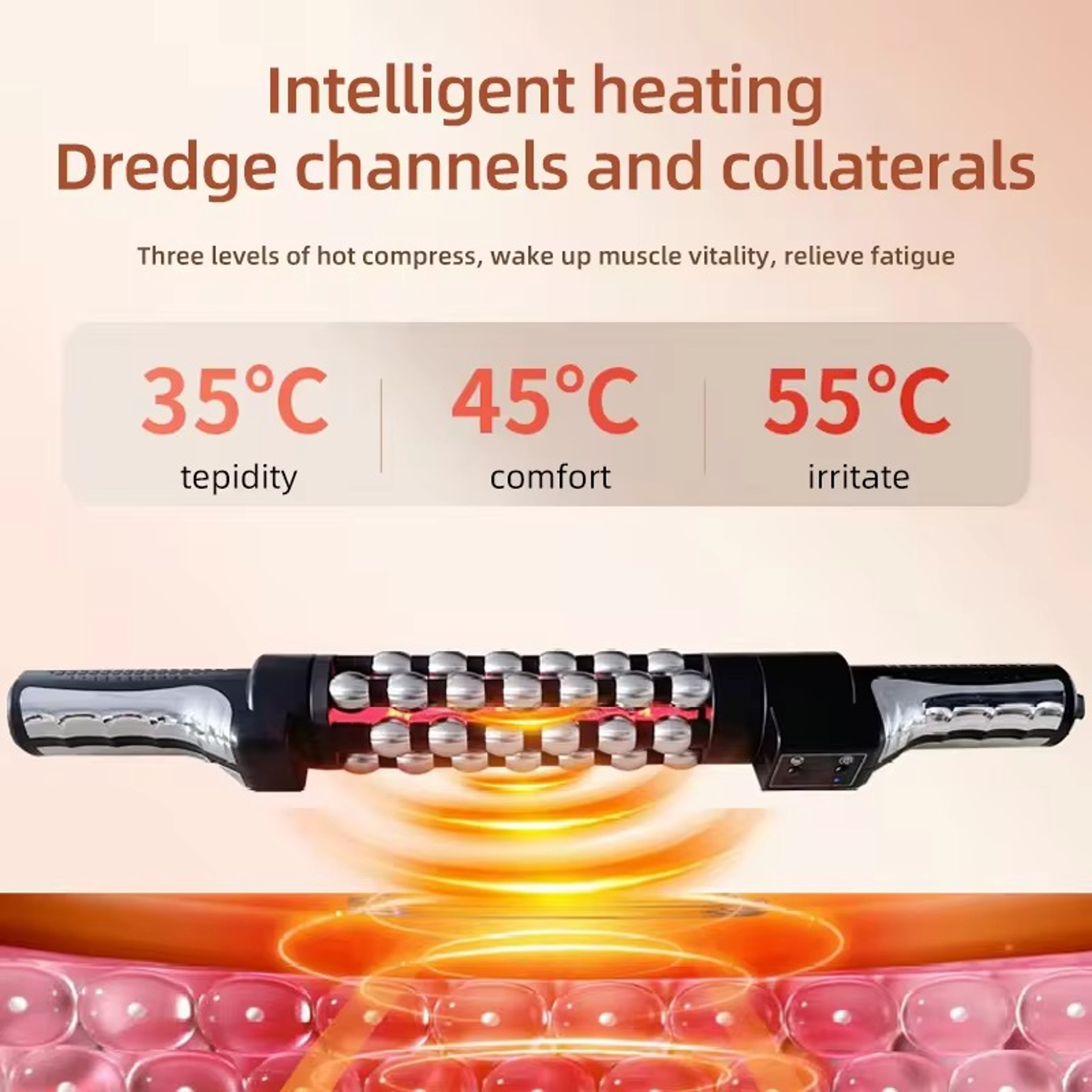 Roll Massager With Red Light Heated Massage Device Inner Ball For Lymphatic Drainage And AntiCellul 4