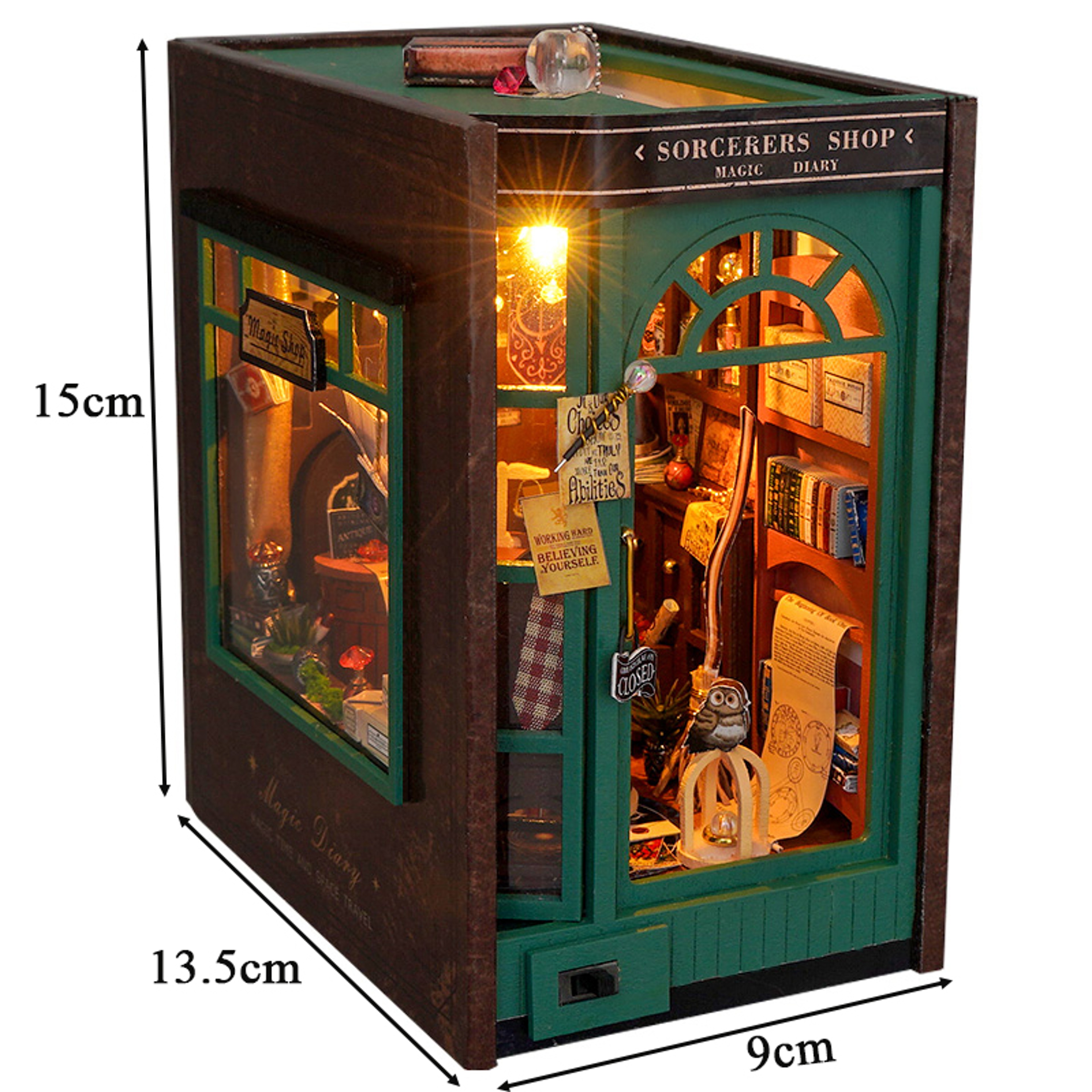 DIY Wooden Miniature Sorcerer's Shop Book Nook Kit, Magical Bookshelf Home Decor Gift – view 6