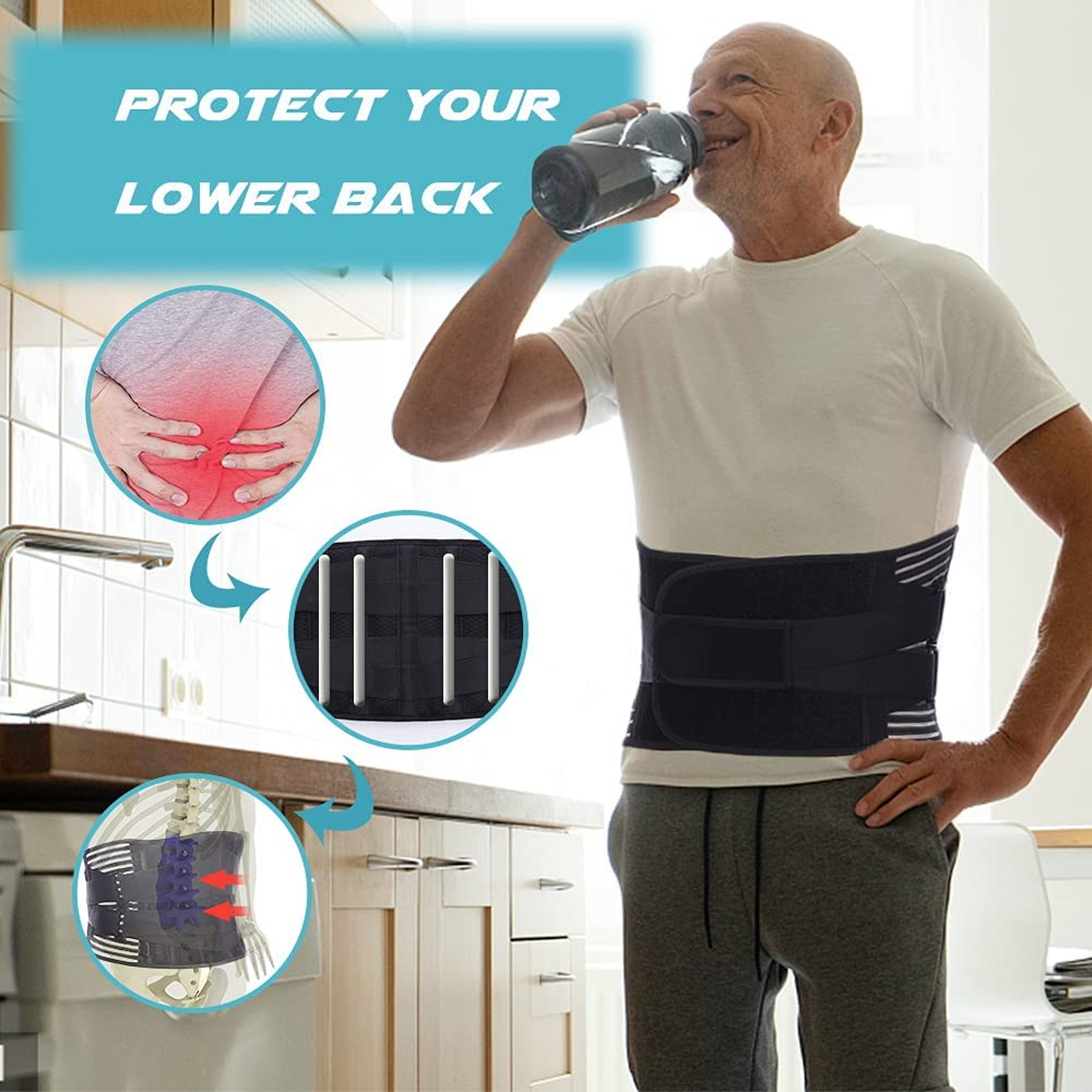 Double Pull Back Lumbar Support Belt Orthopedic Waist Trainer Brace For Men  Women Back Pain Relief