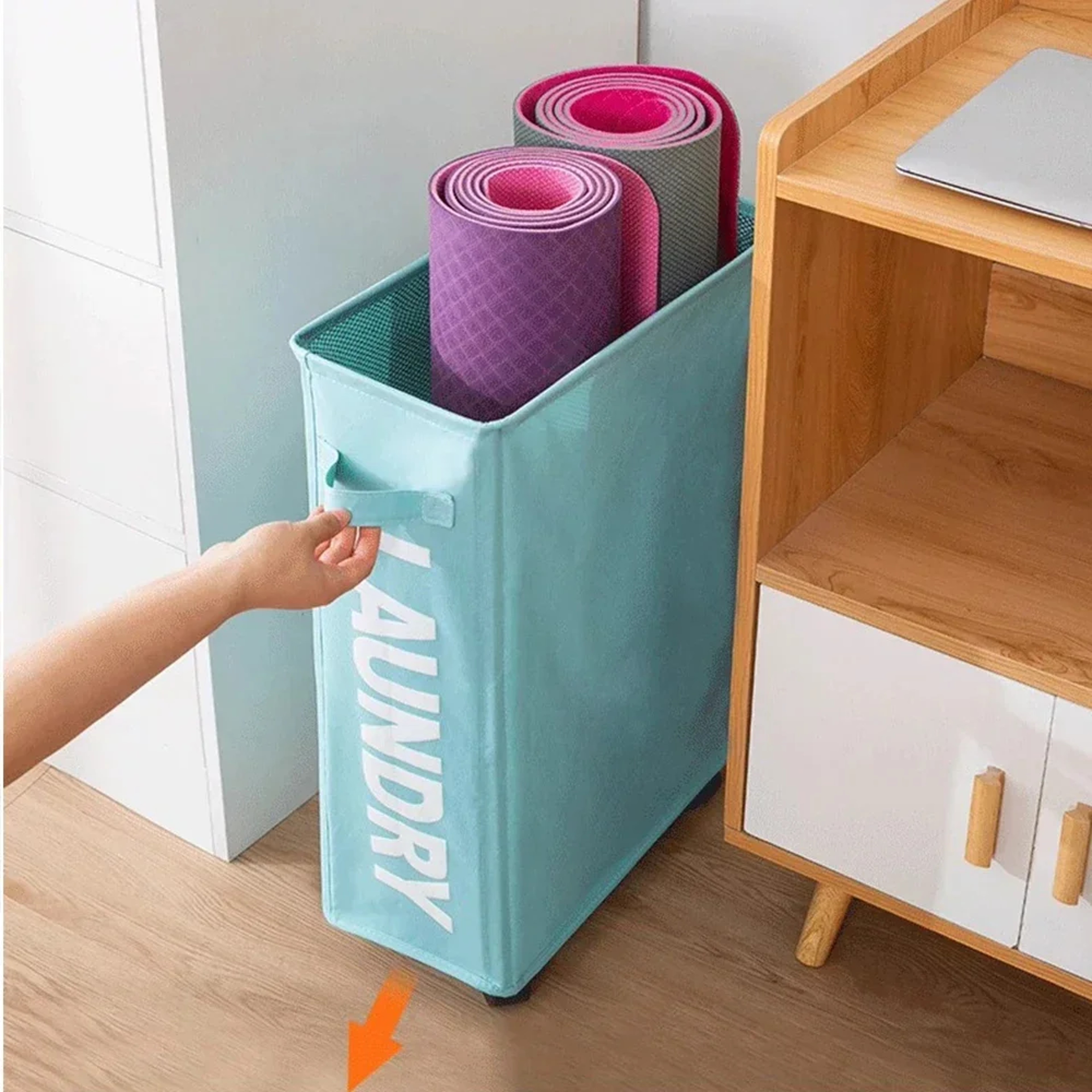 Large Capacity Laundry Basket With Wheels Waterproof Foldable Storage Bag For Yoga Mats  Dirty Clot 5