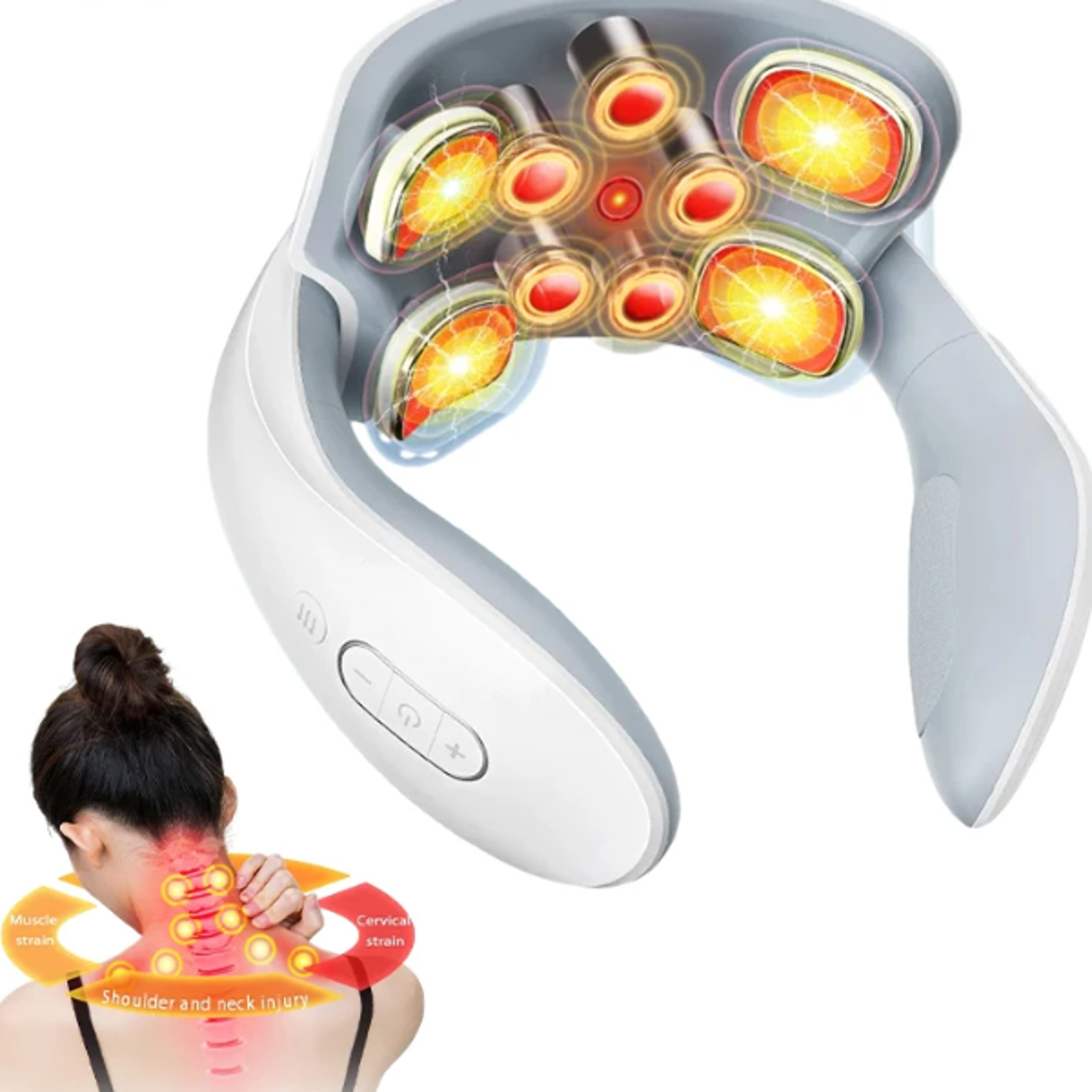 Smart Neck and Back Massager Heating Vibrating Device for Shoulder and Cervical Spine Pain Relief