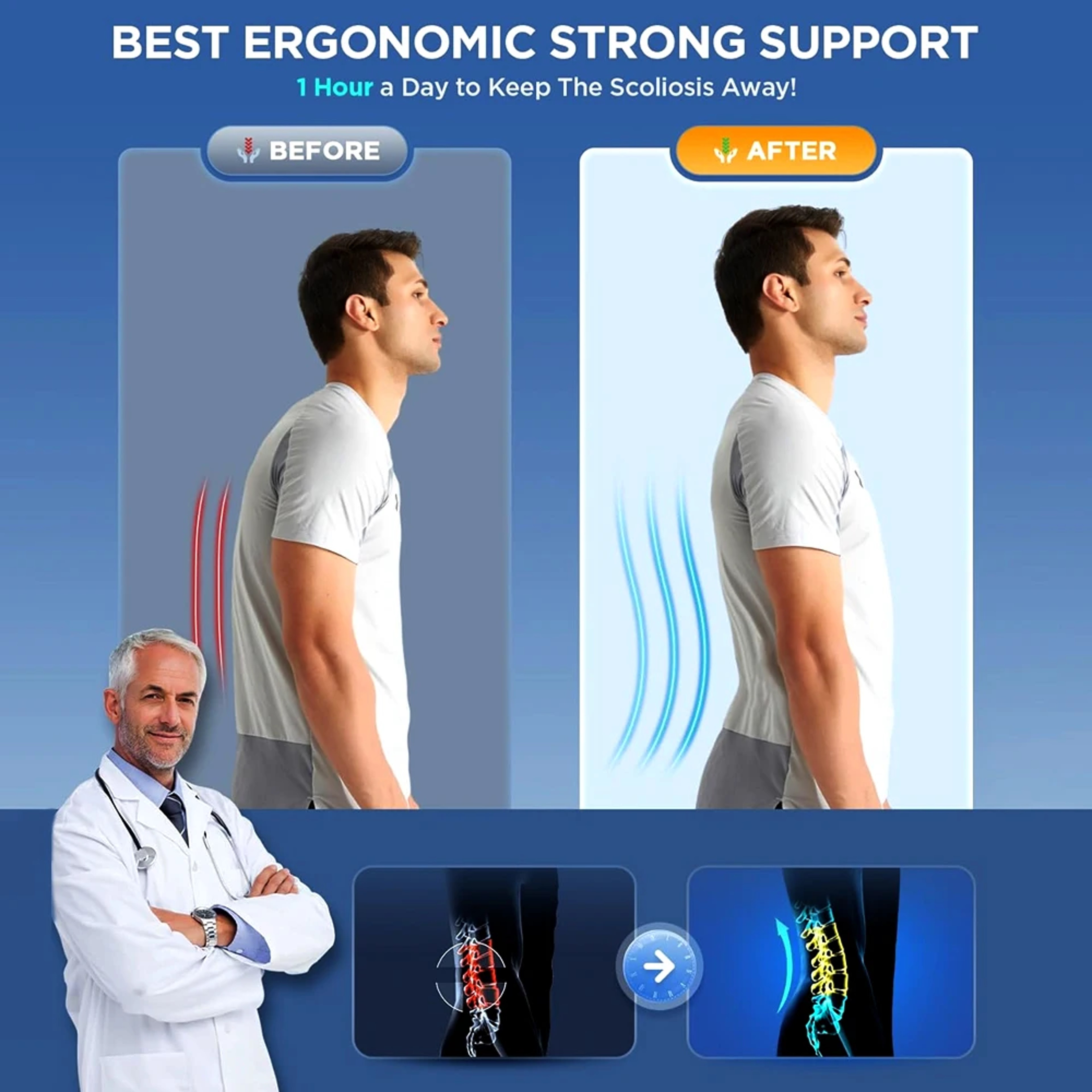 Breathable Adjustable Back Brace For Lower Back Pain Relief Lumbar Support For Herniated Disc Sciat 3