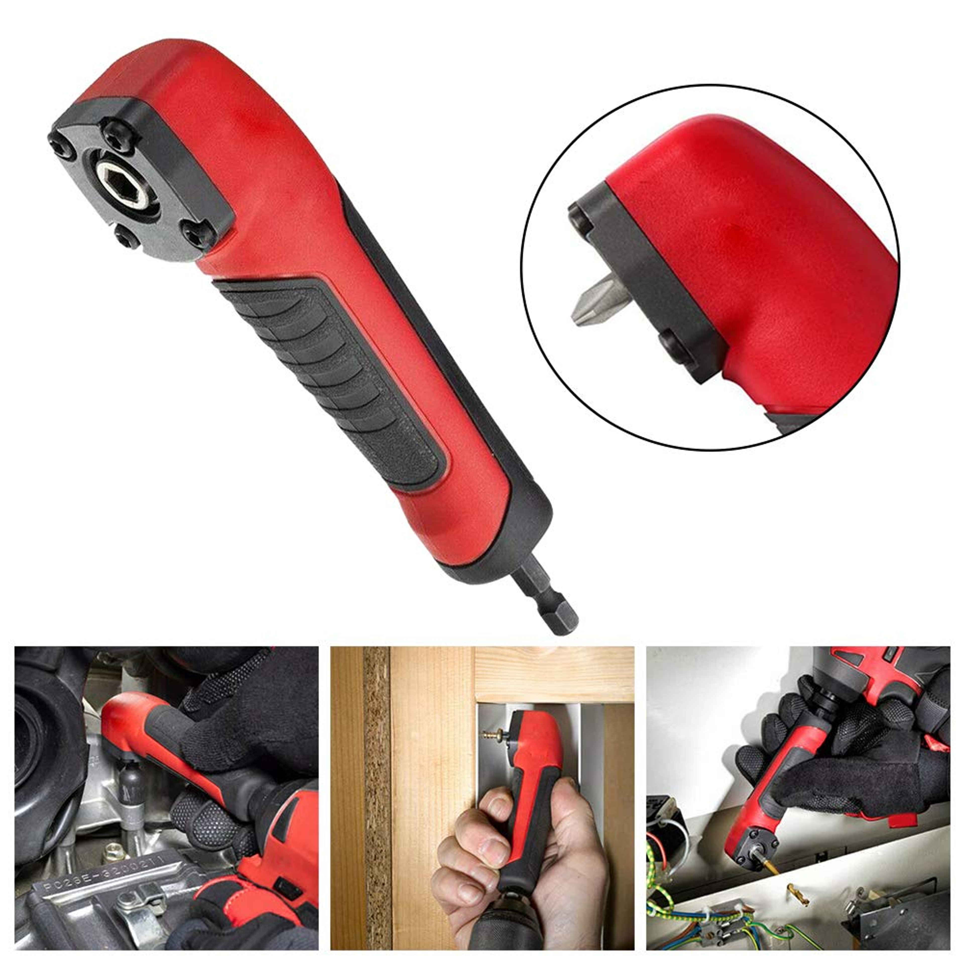 Right Angle Extension Driver, Magnetic 1/4" Hex Wrench Drill Bit Socket Holder for Power Tools – view 1