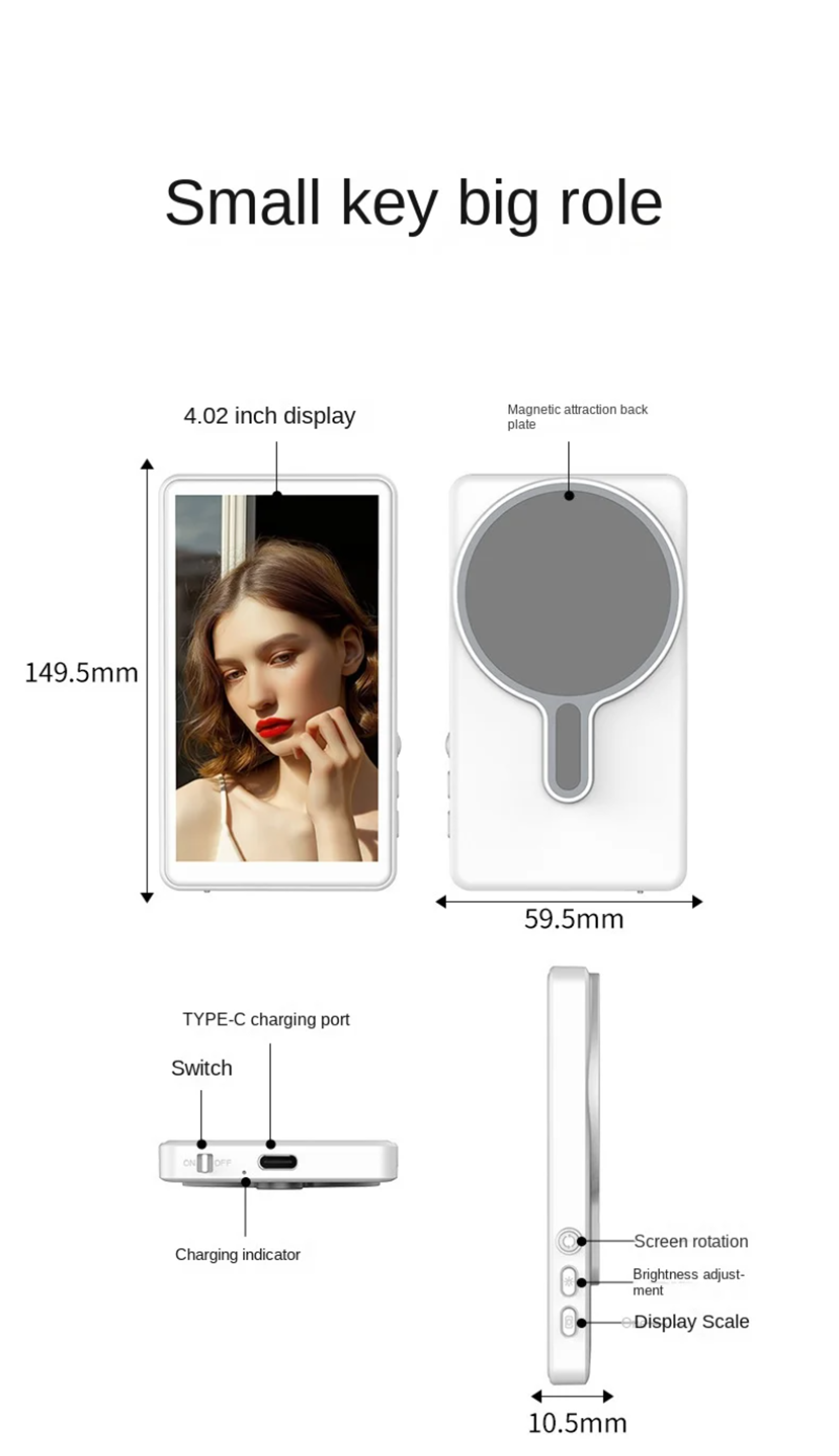 Wireless Mobile Selfie Screen Mirroring Device Live Streaming  Magnetic Rear Camera Sharing 5