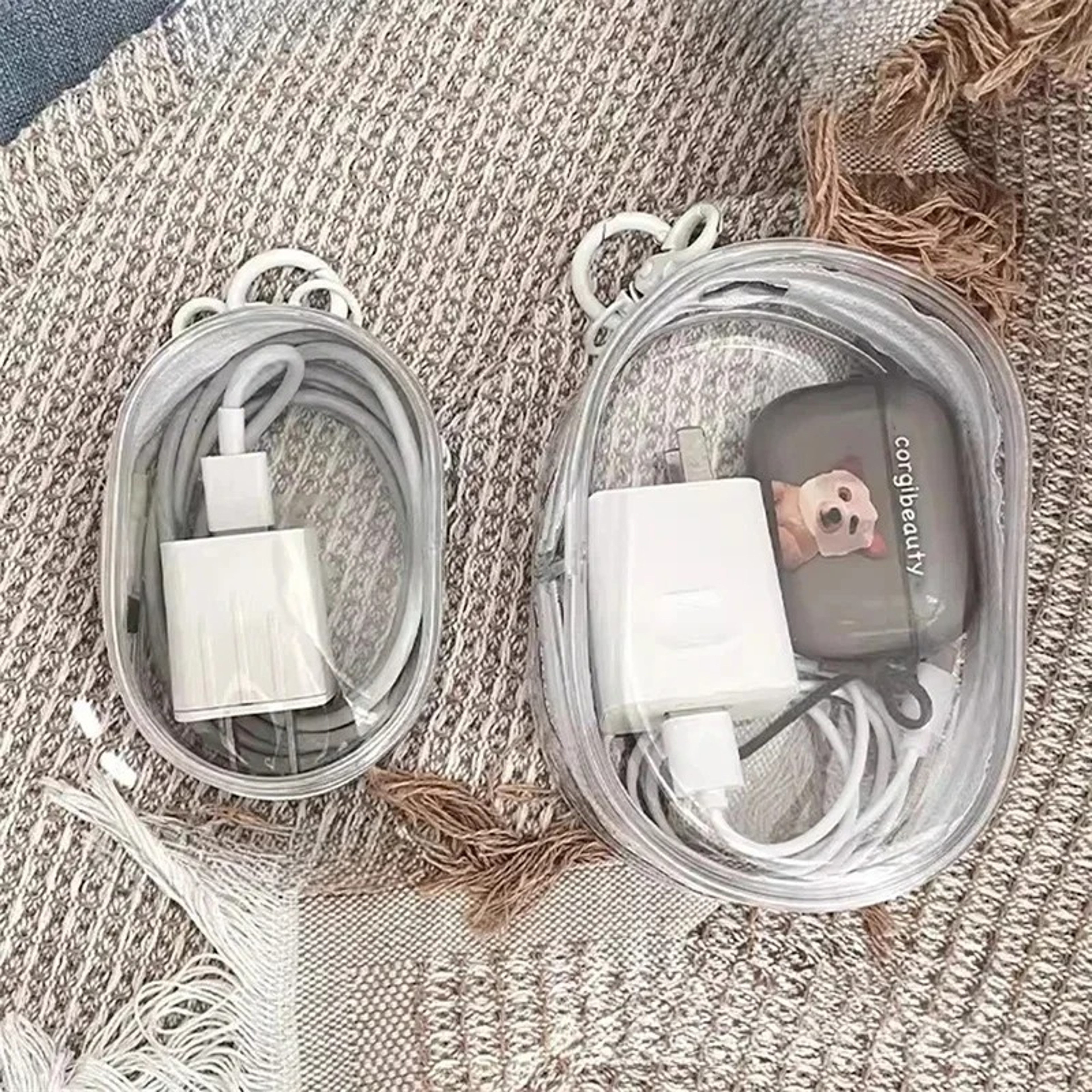 Transparent Charger Storage Case,Waterproof Data Cable Organizer Bag for Travel Protection – view 4
