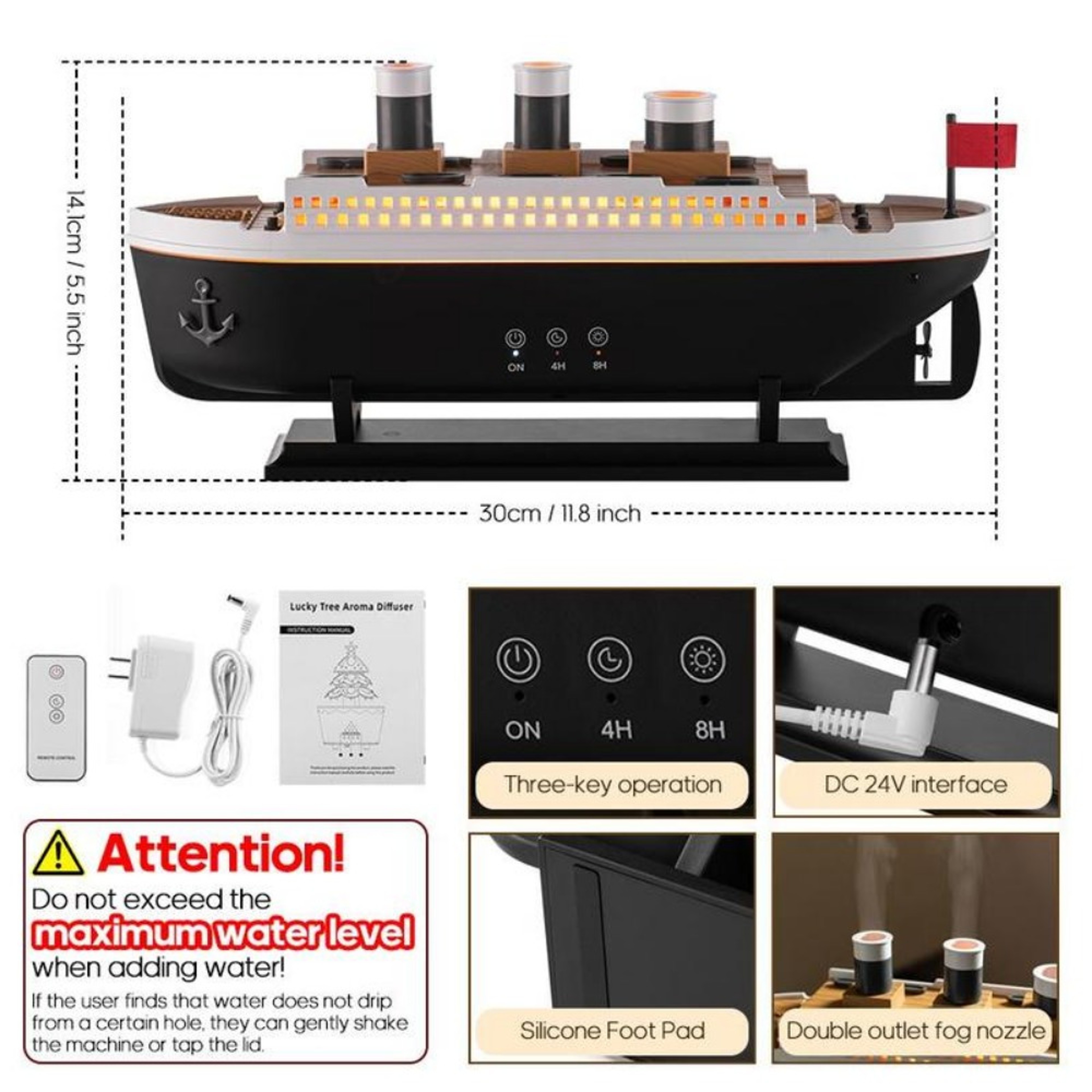 Titanic Ship Model Essential Oil Diffuser  Aroma Humidifier With Remote Control Jellyfish Smoke Rin 5