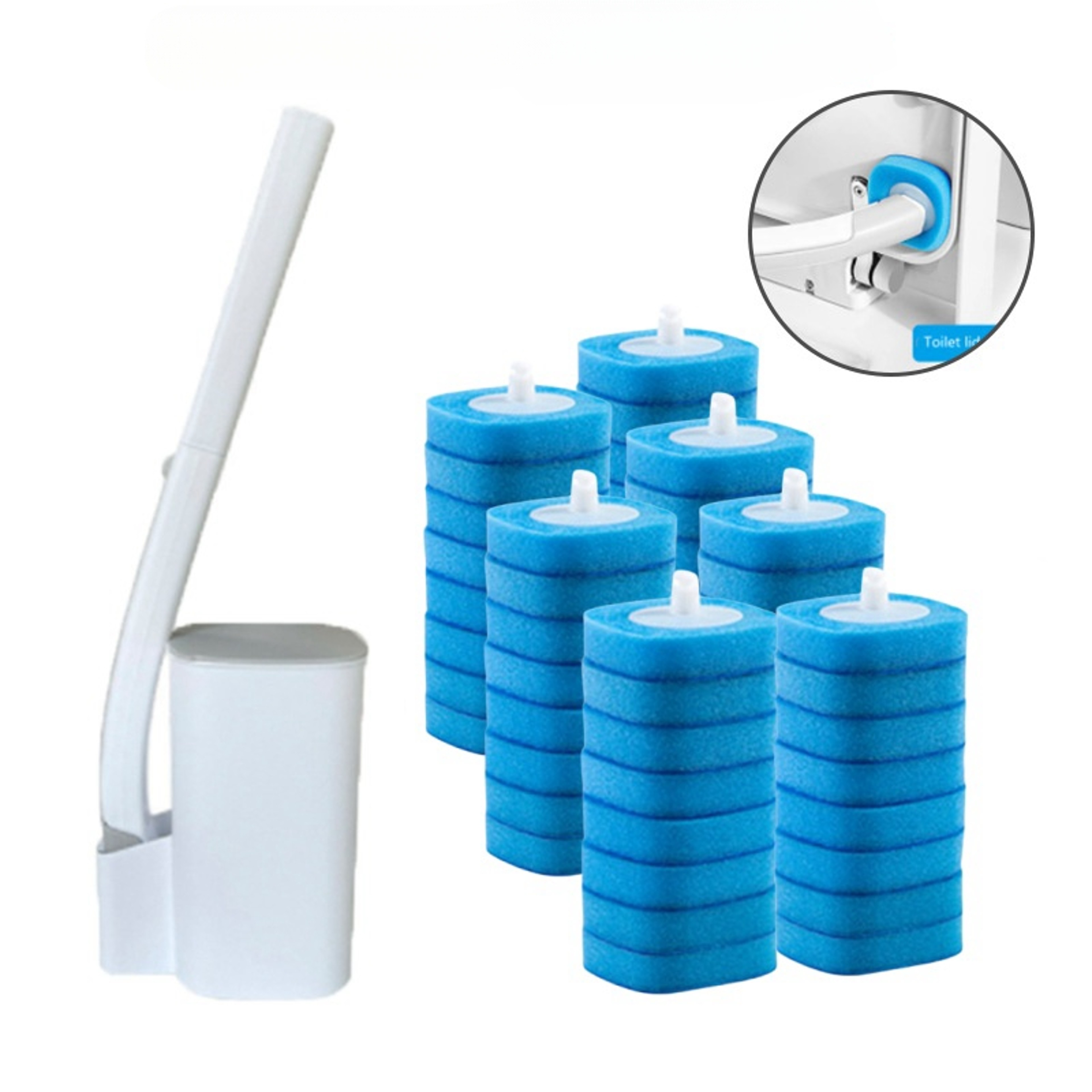 Wall-Mounted Disposable Toilet Brush with Cleaning Liquid & Replacement Brush Head – view 6
