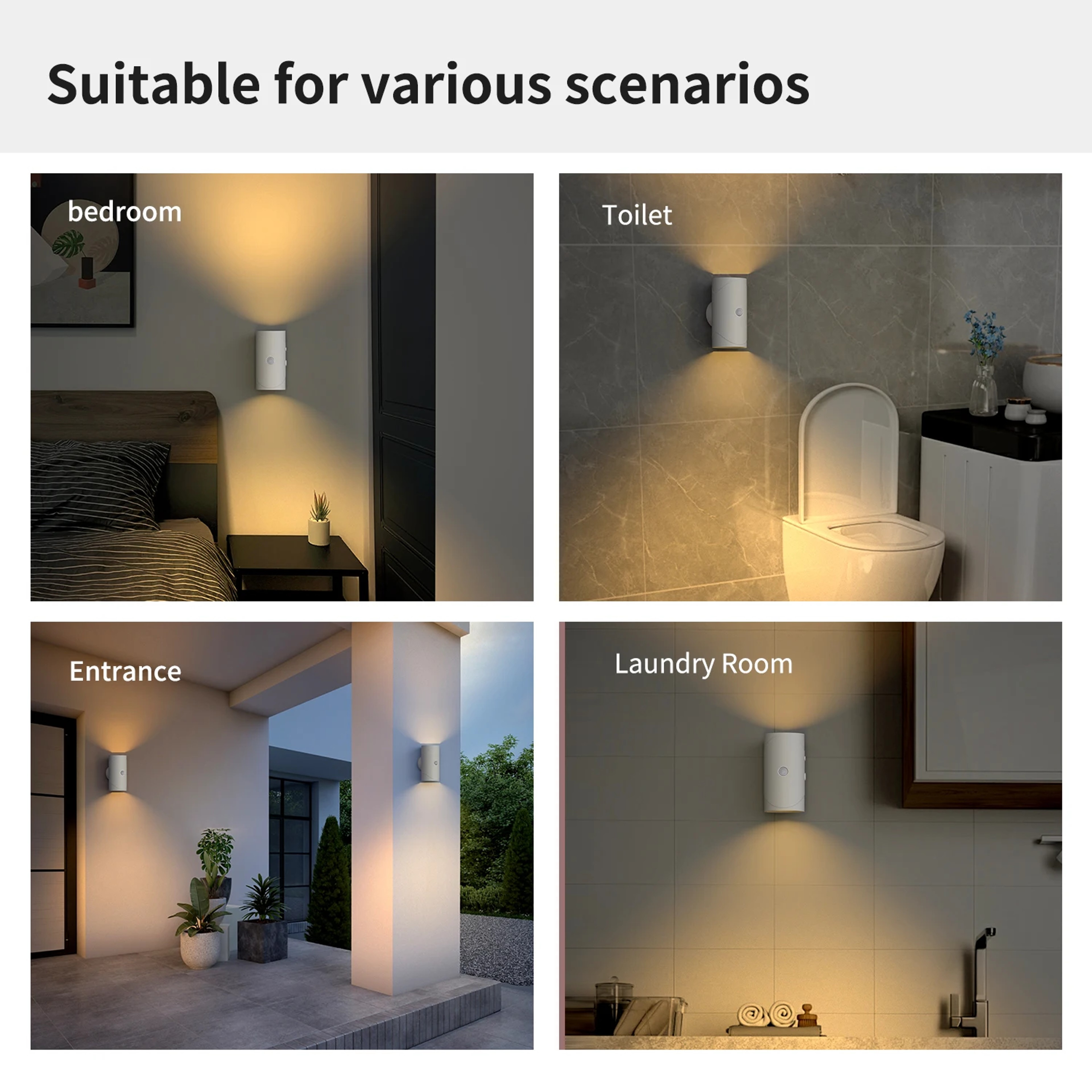 LED Motion Sensor Wall Lamp, RGB & Warm Light Rechargeable for Stair and Porch Lighting – view 6