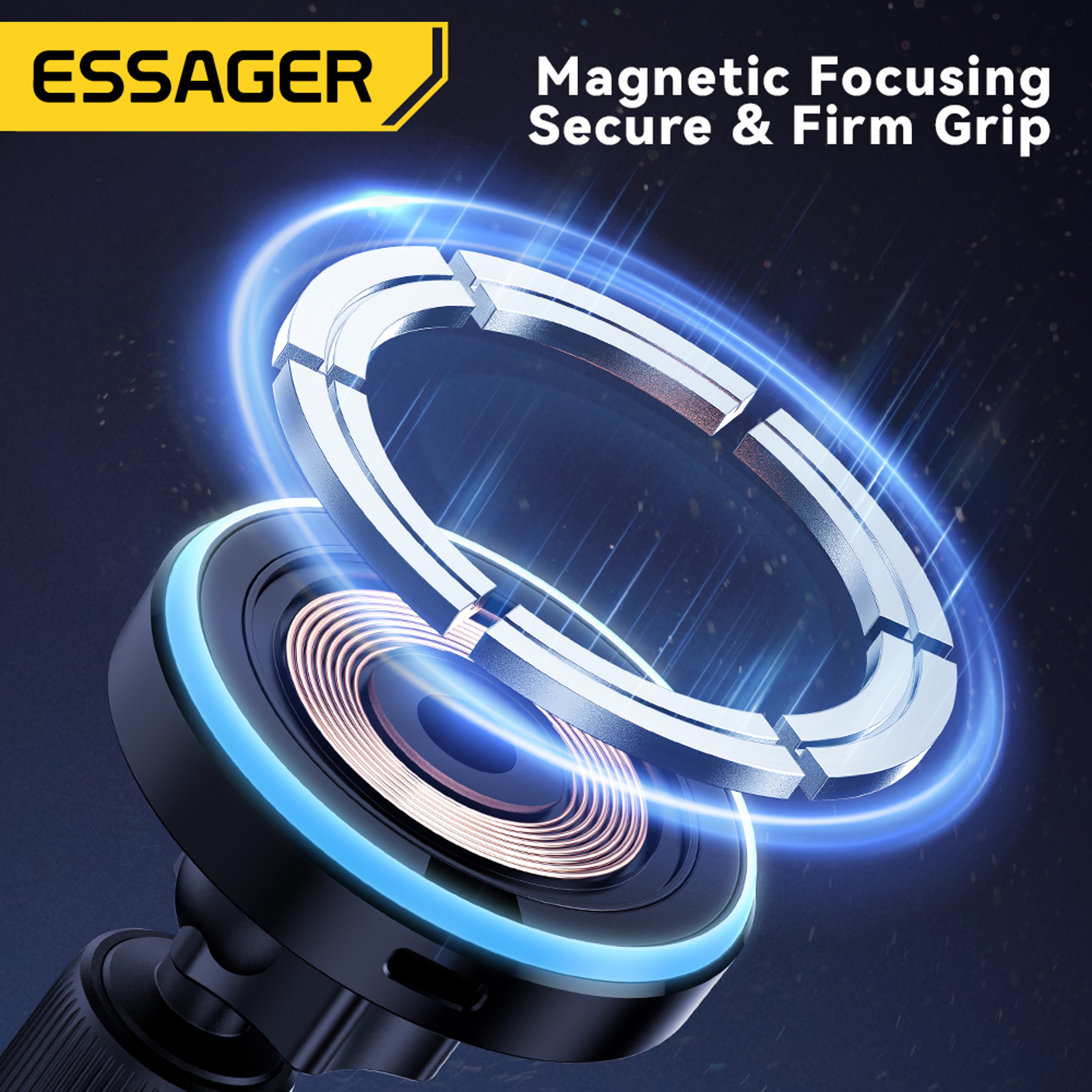 Magnetic Wireless Car Charger Mount For IPhone Magsafe Compatible Stand With LED Light 4