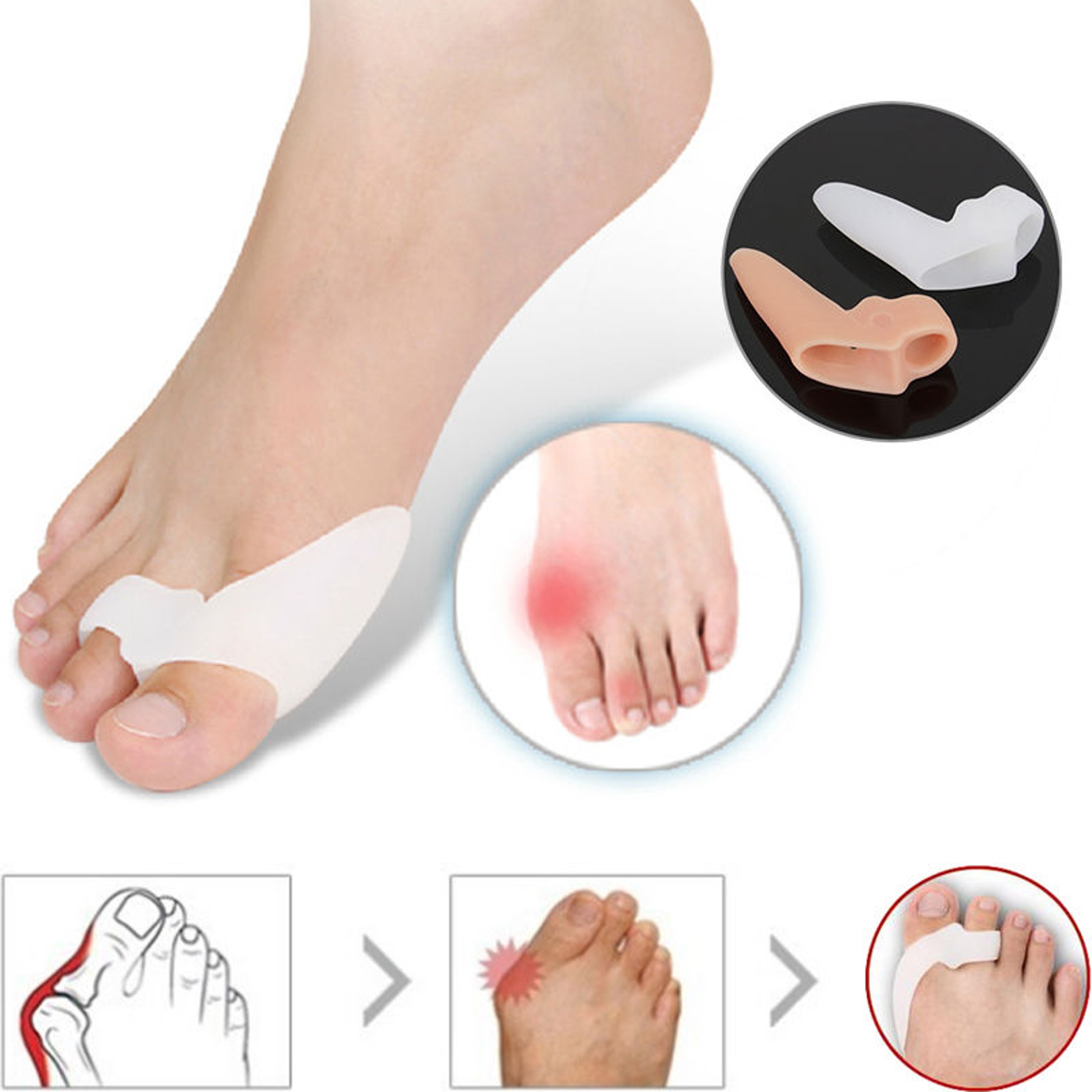 Comfort Gel Hammer Toe Corrector  Bunion Guard Toe Separator Pair 3