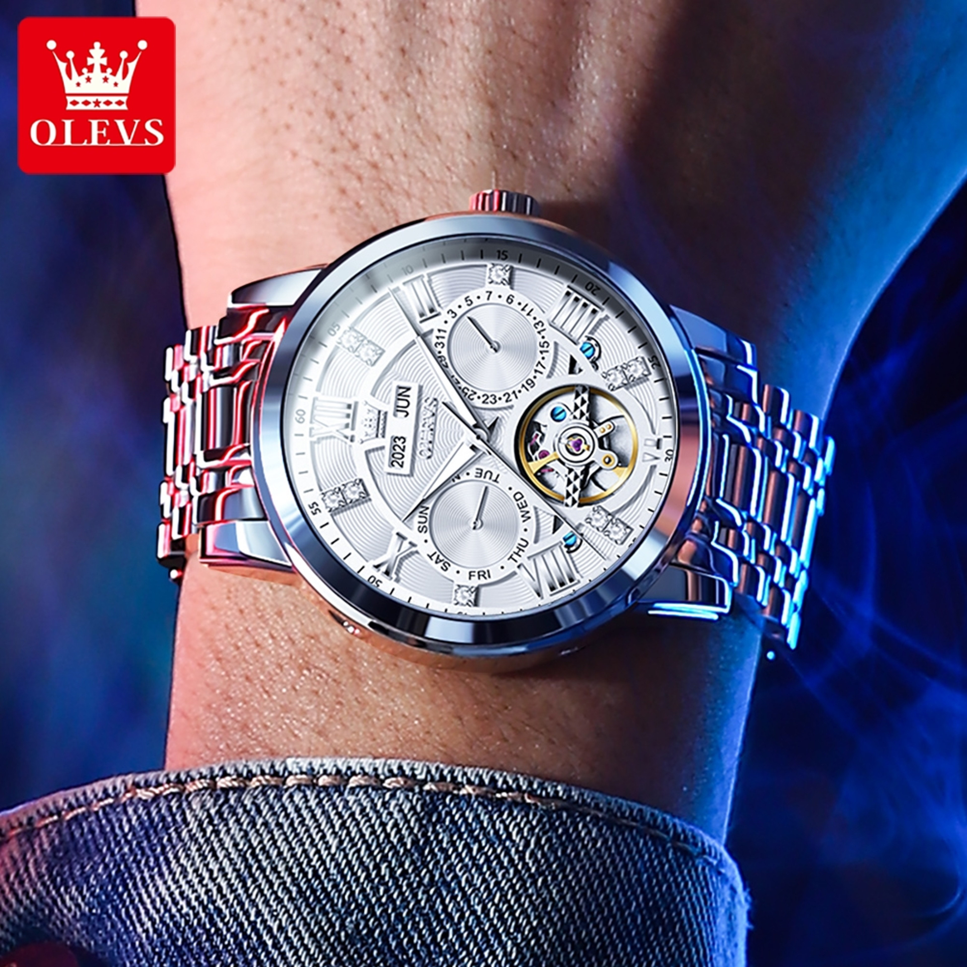 Luxury Skeleton Automatic Watch For Men Waterproof Luminous Mechanical Wristwatch 1