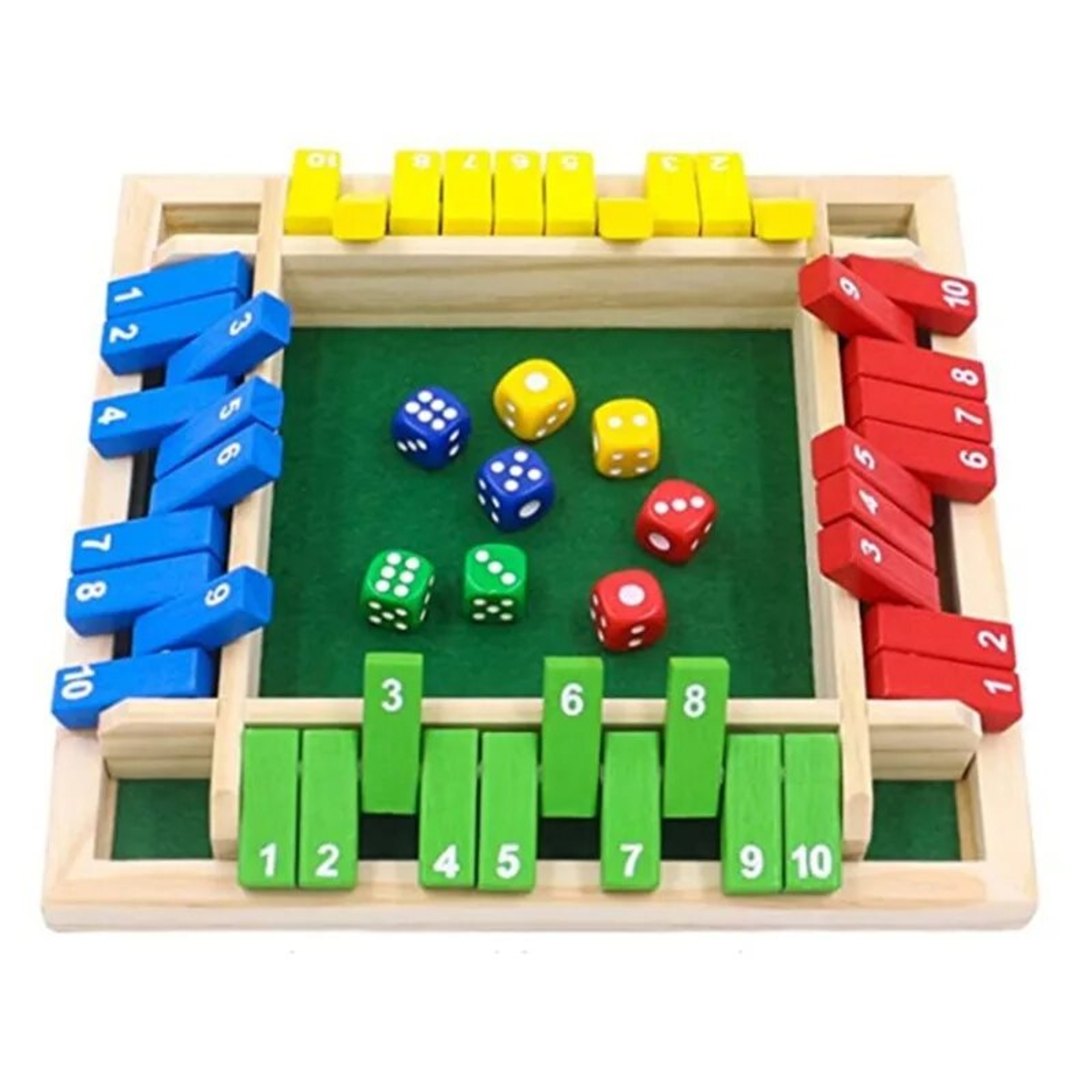 Wooden Dice Board Game for 4 Players Shut The Box Family Game with Flaps & Dices | Fun Interaction & Entertainment – view 1