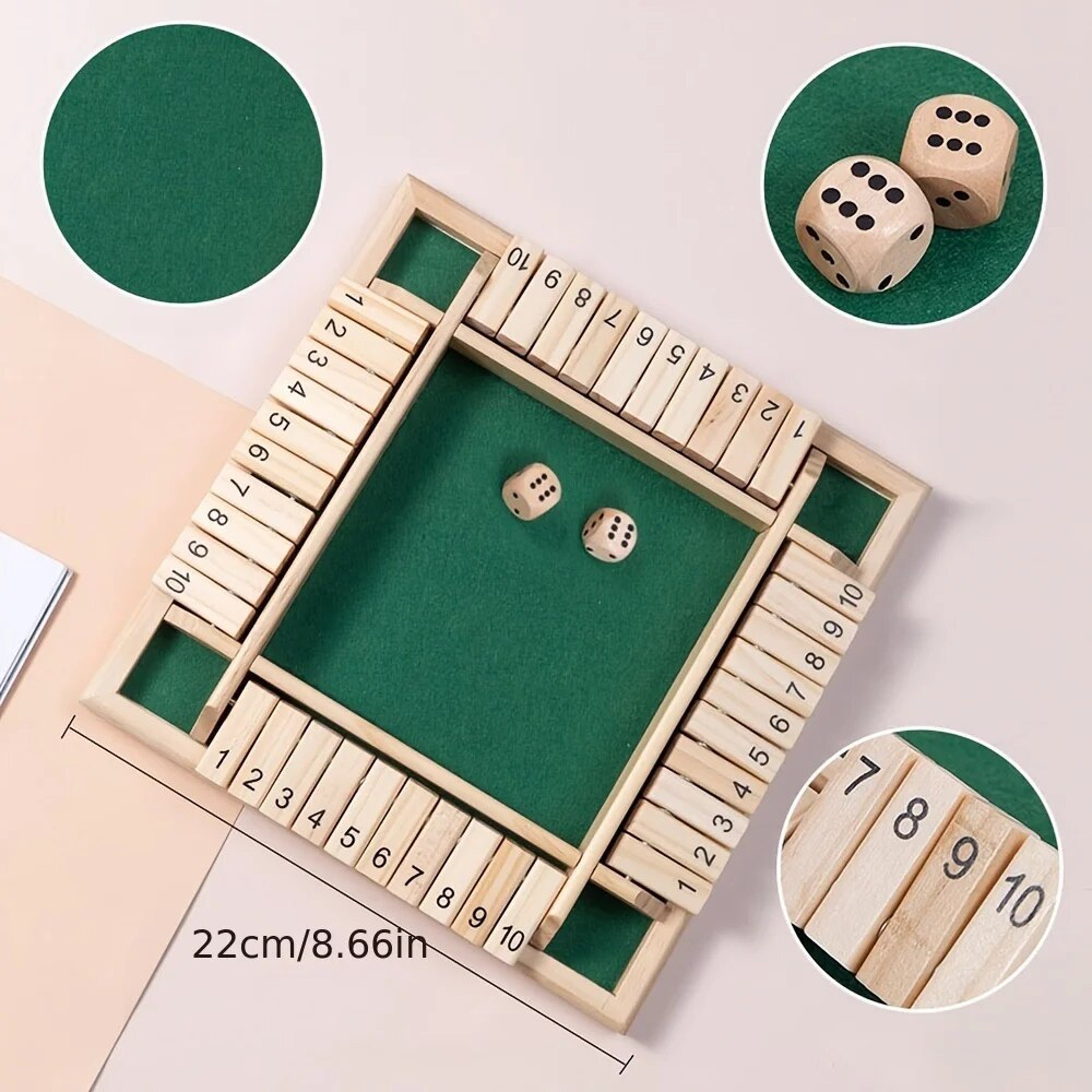 Wooden Dice Board Game for 4 Players Shut The Box Family Game with Flaps & Dices | Fun Interaction & Entertainment – view 5