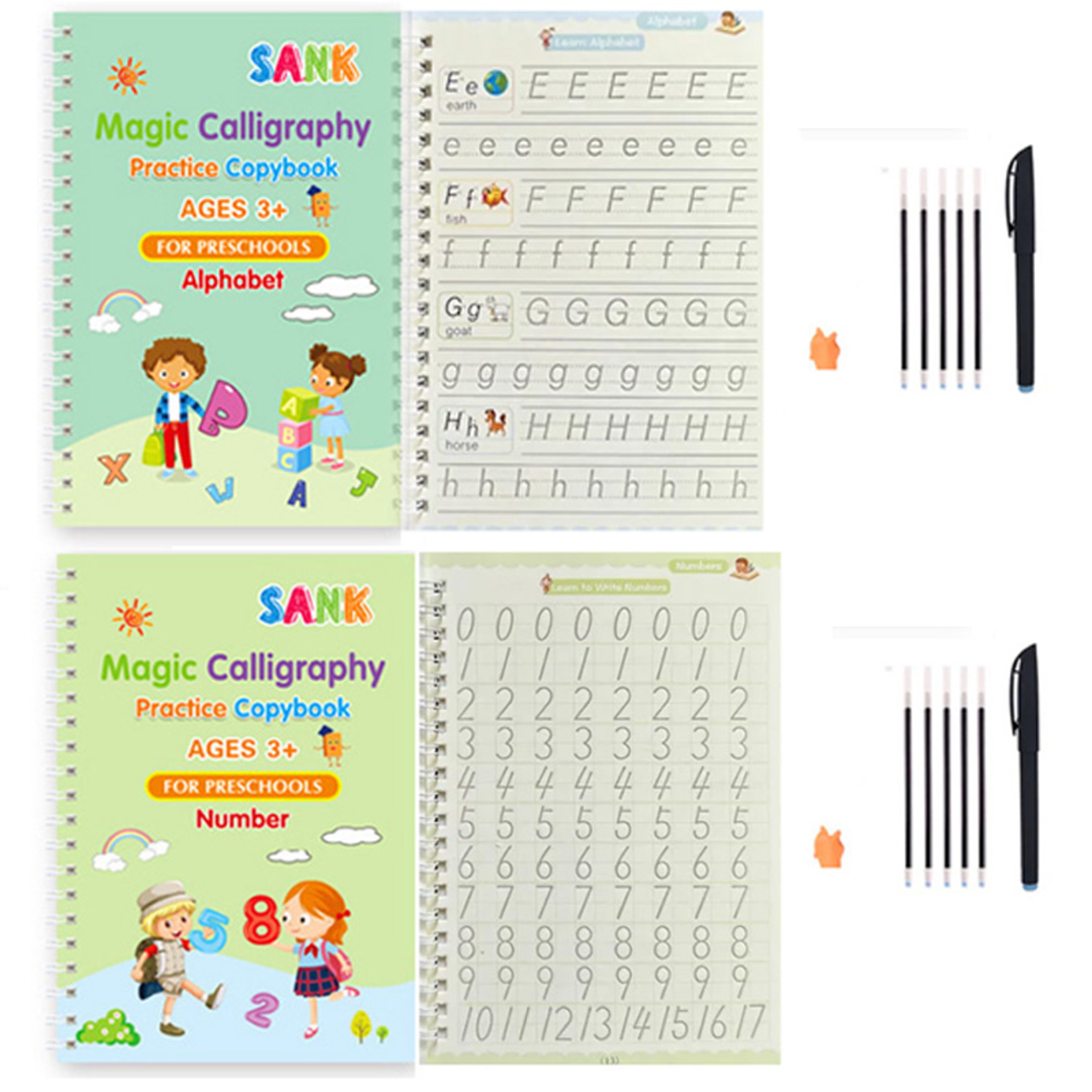 Sank Magic Practice Copybook Pen Reusable Writing Book for Kids | Preschool Calligraphy English Version with Free Wiping – view 9