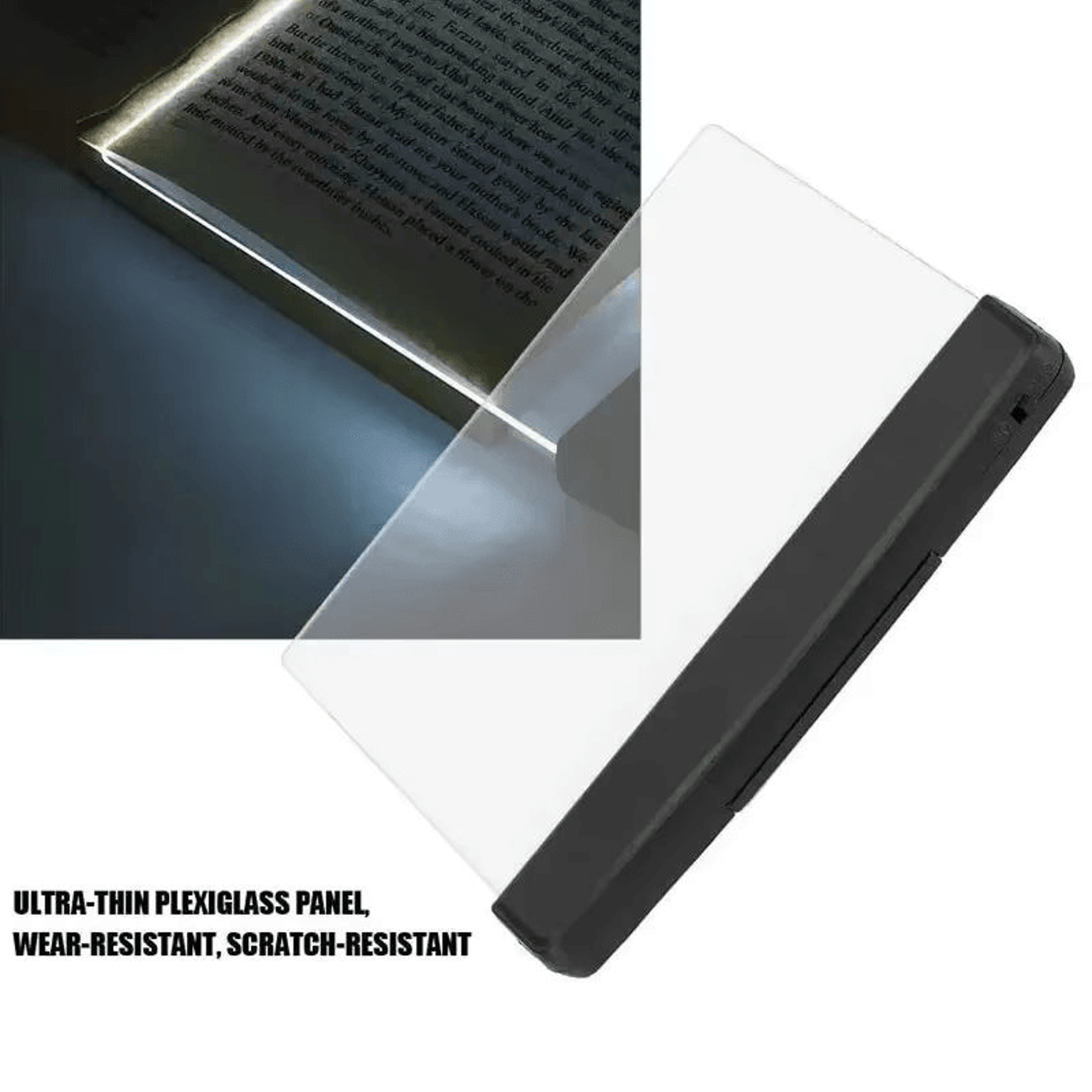 soft glow reading light panel showing clear text in darkness