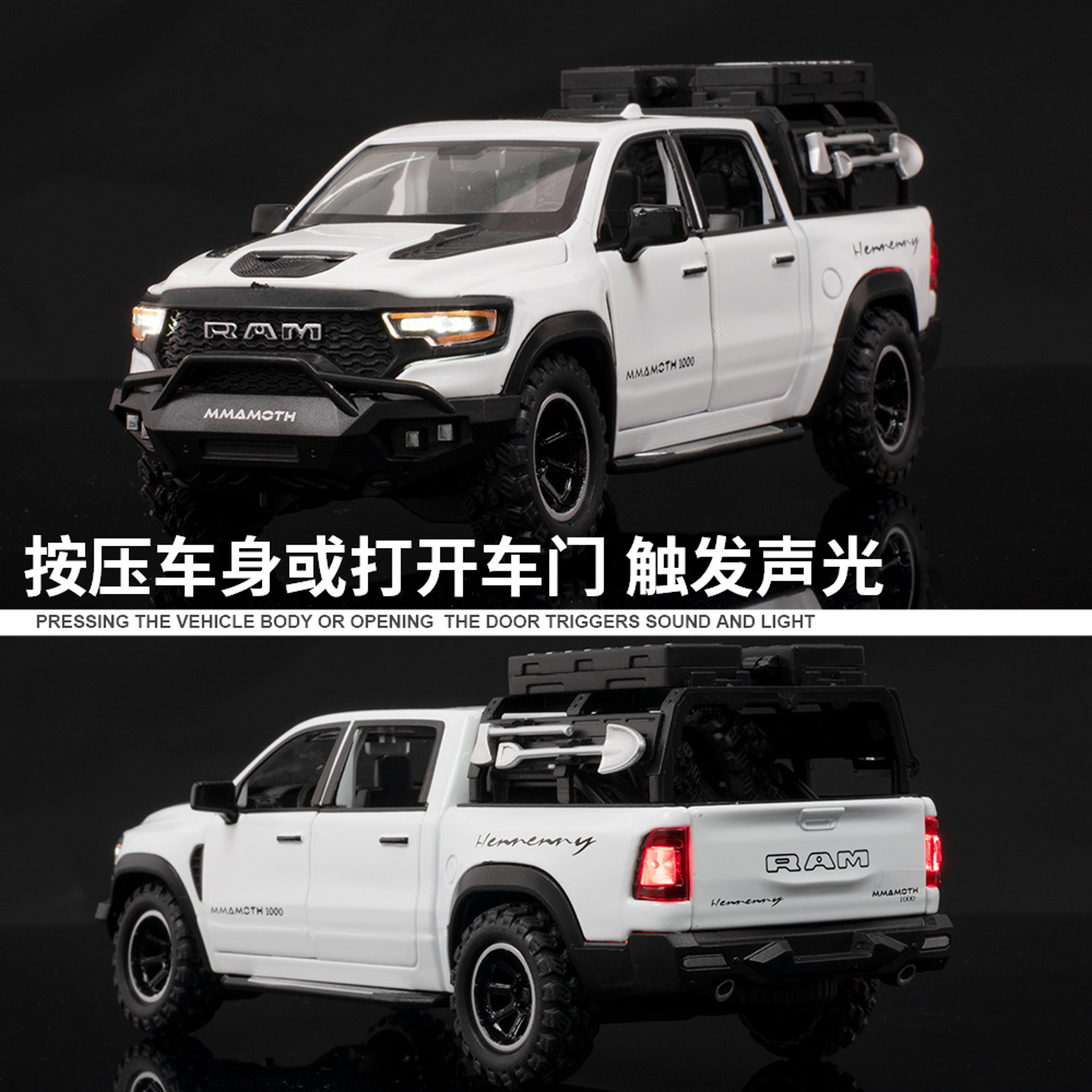 Dodge RAM model TRX Mammoth Diecast Model Car with Lights Sound & Pull Back Action – view 4