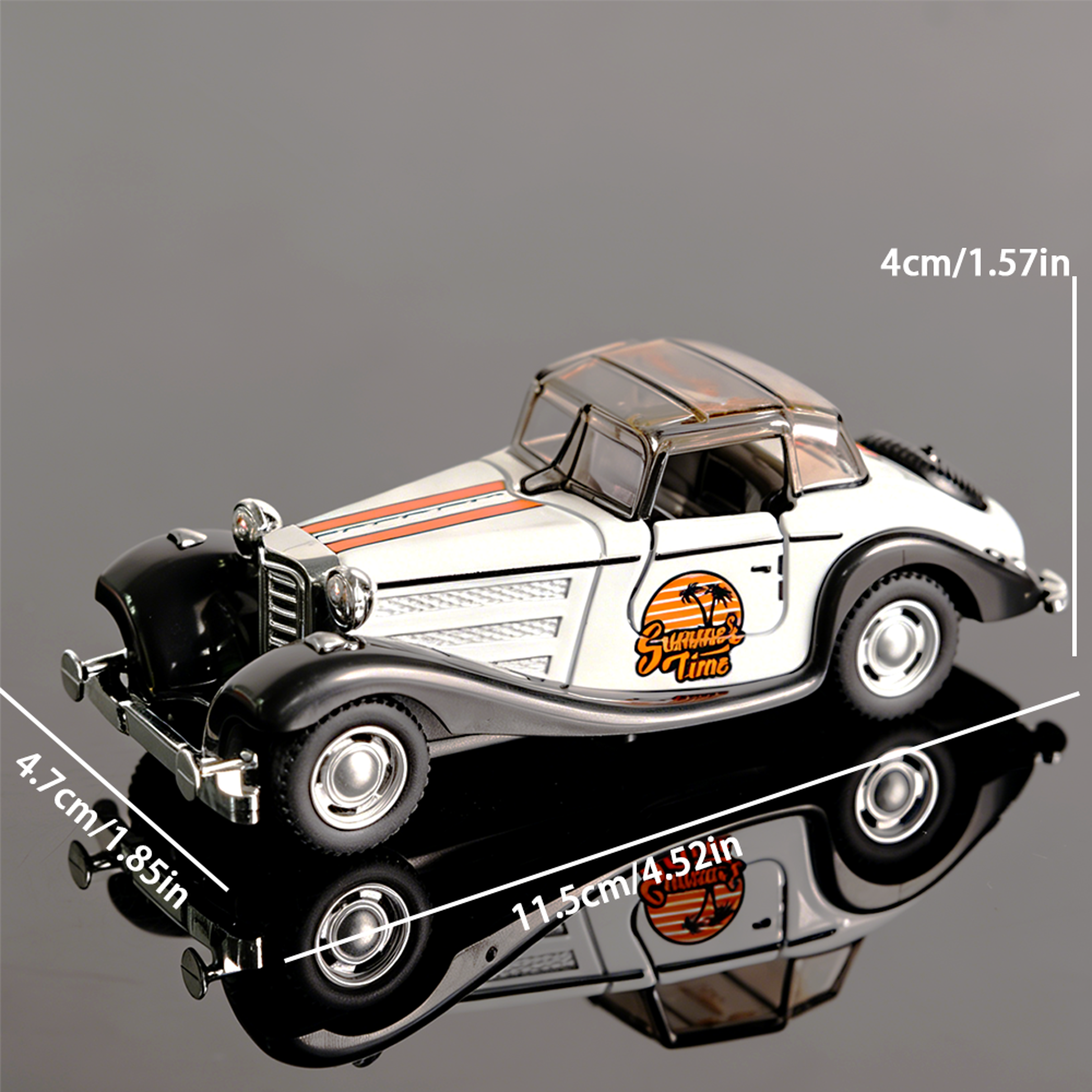 Classic Roadster Diecast Car Model Pull Back Toy with Opening Doors – view 3