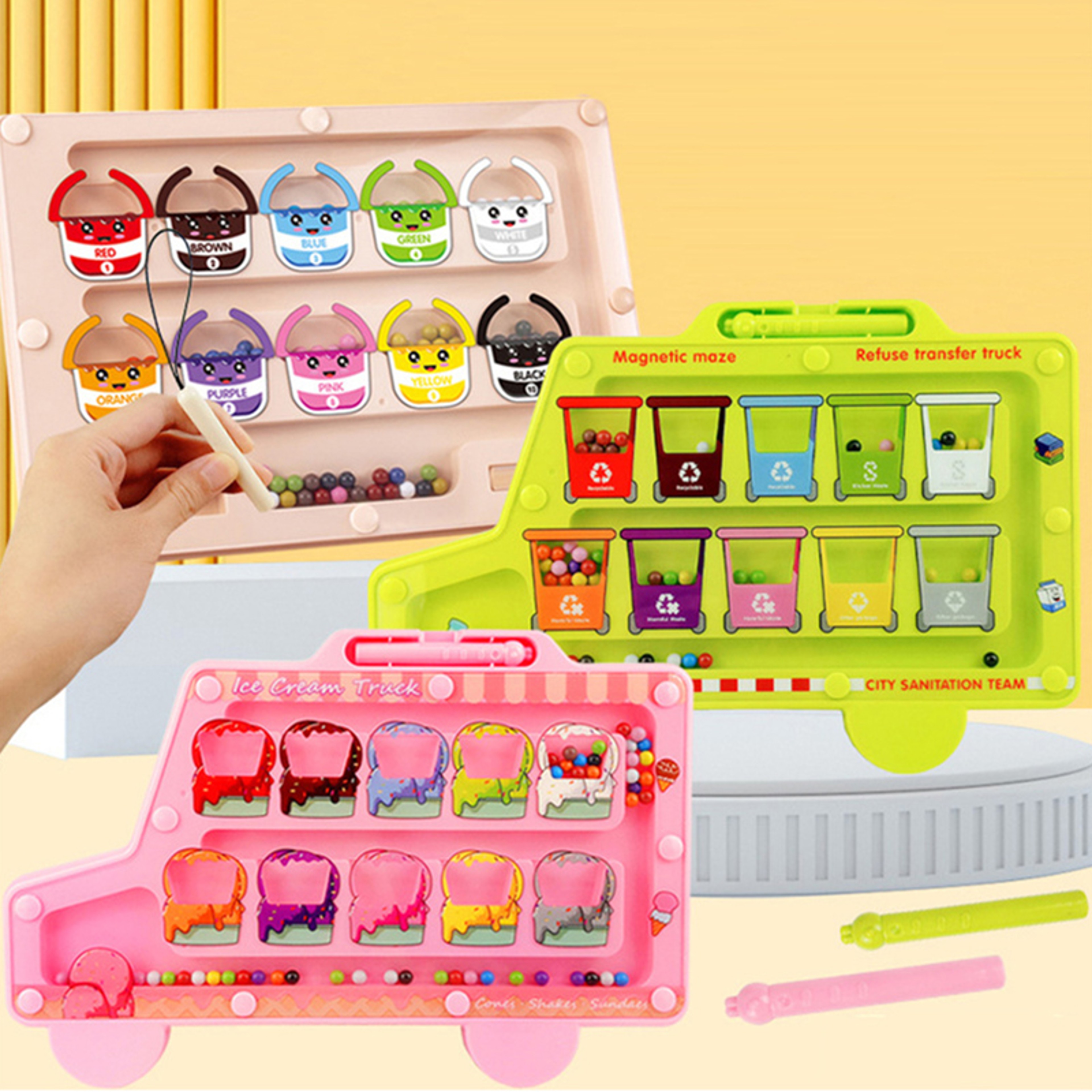 Montessori Magnetic Maze Color Sorting Toy for Kids Fine Motor Learning Game – view 1
