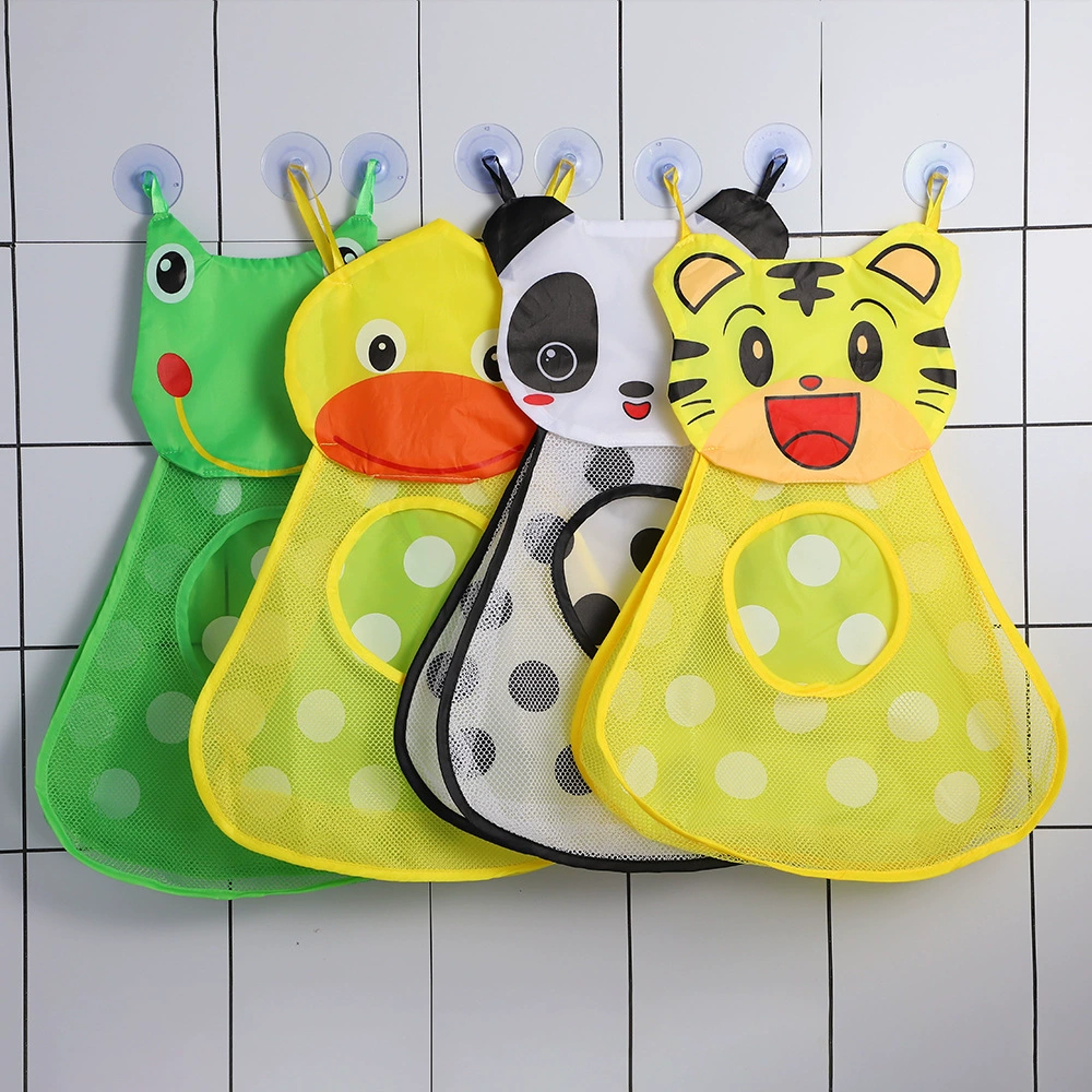 Cute Animal Bath Toy Organizer Mesh Toy Storage Bag with Strong Suction Cups for Kids Bathroom – view 2