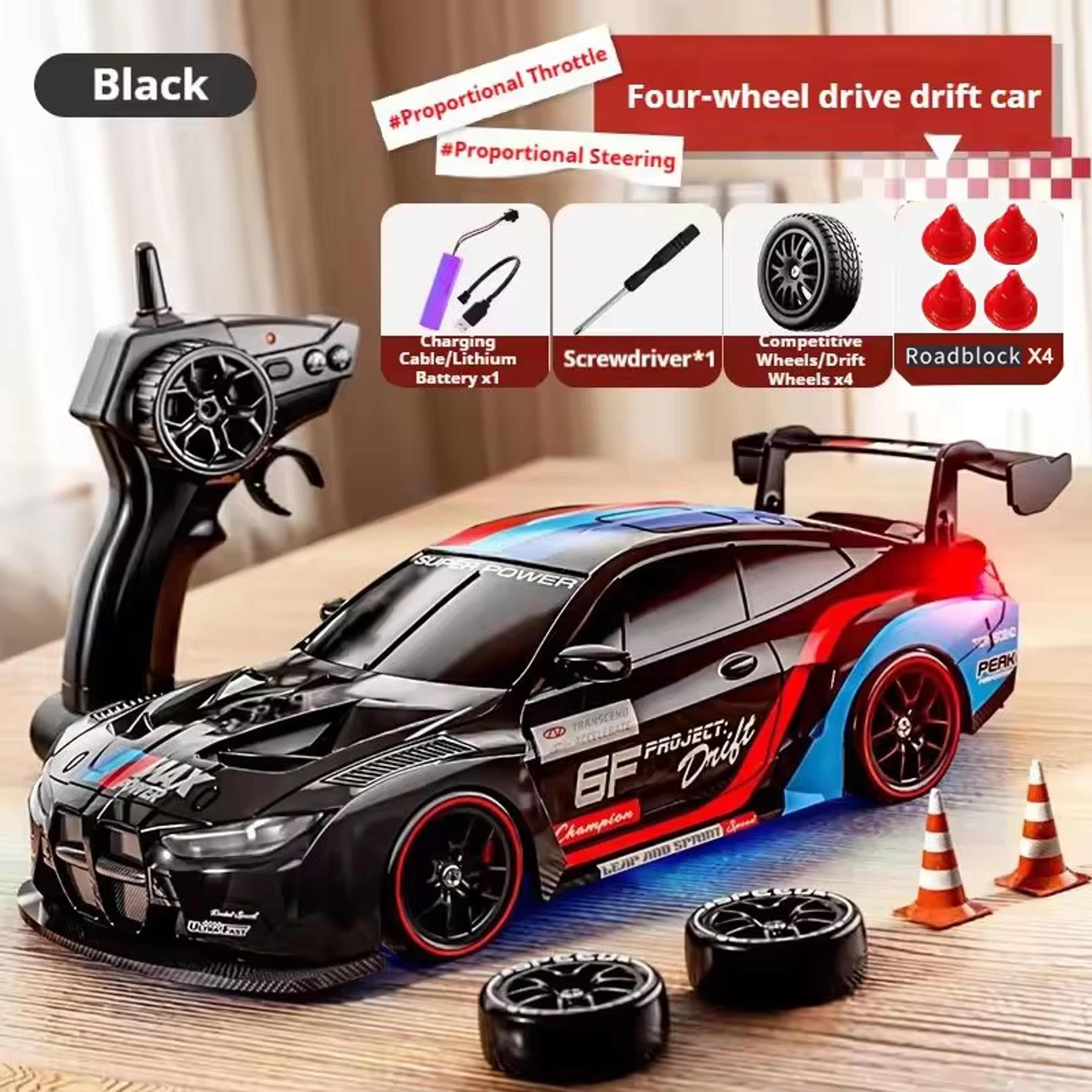 4WD RC Drift Car 20KM/h High Speed Remote Control Car with LED Lights for Kids & Adults – view 1