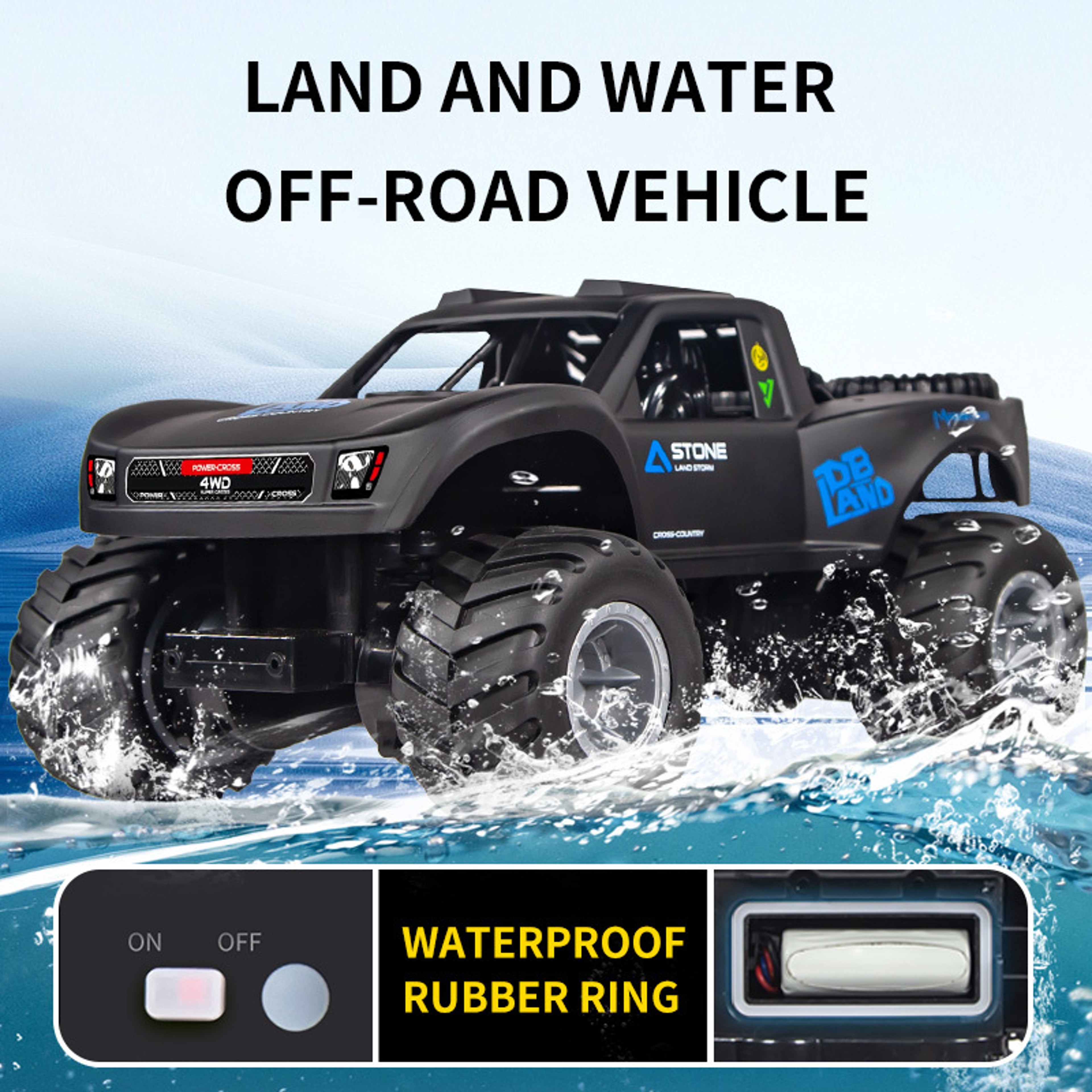 Remote Control Toy 4WD Off Road Amphibious Climbing Vehicle Waterproof Stunt Remote Control Car children Toys Gift – view 3