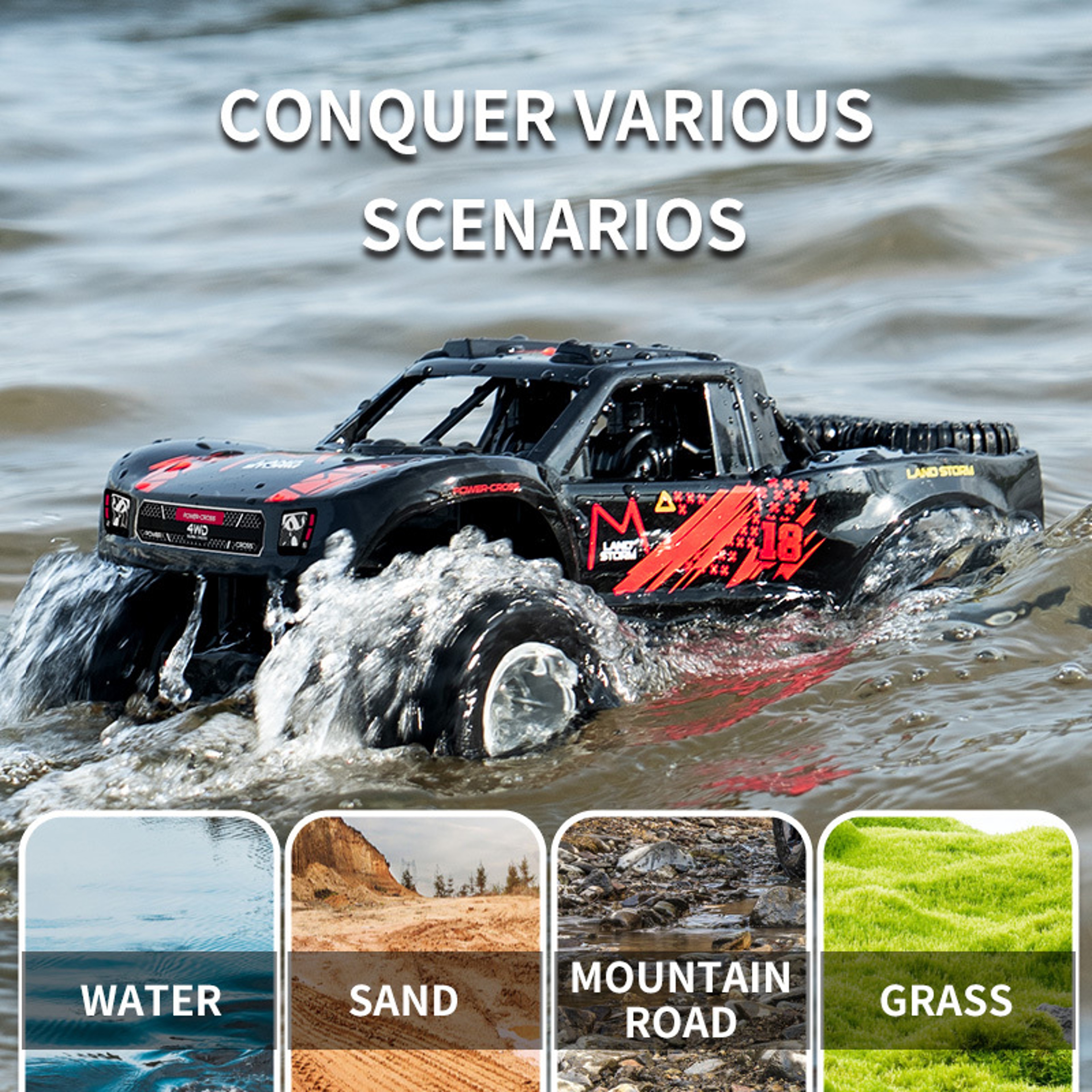 Remote Control Toy 4WD Off Road Amphibious Climbing Vehicle Waterproof Stunt Remote Control Car children Toys Gift – view 5