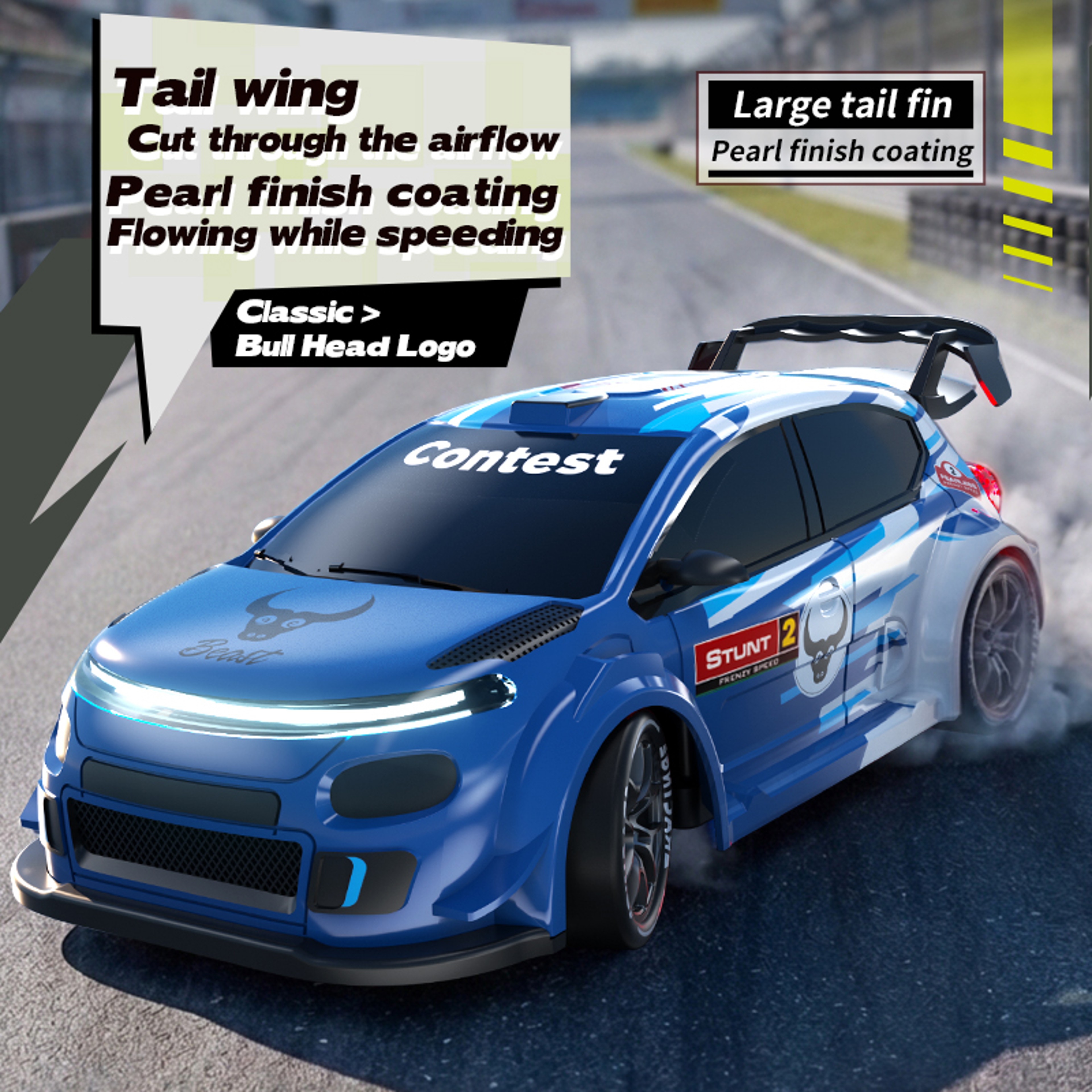 Turbo Drive RC Drift Car 4WD Remote Control Racing Car with LED Lights & Multi-Speed Control – view 1