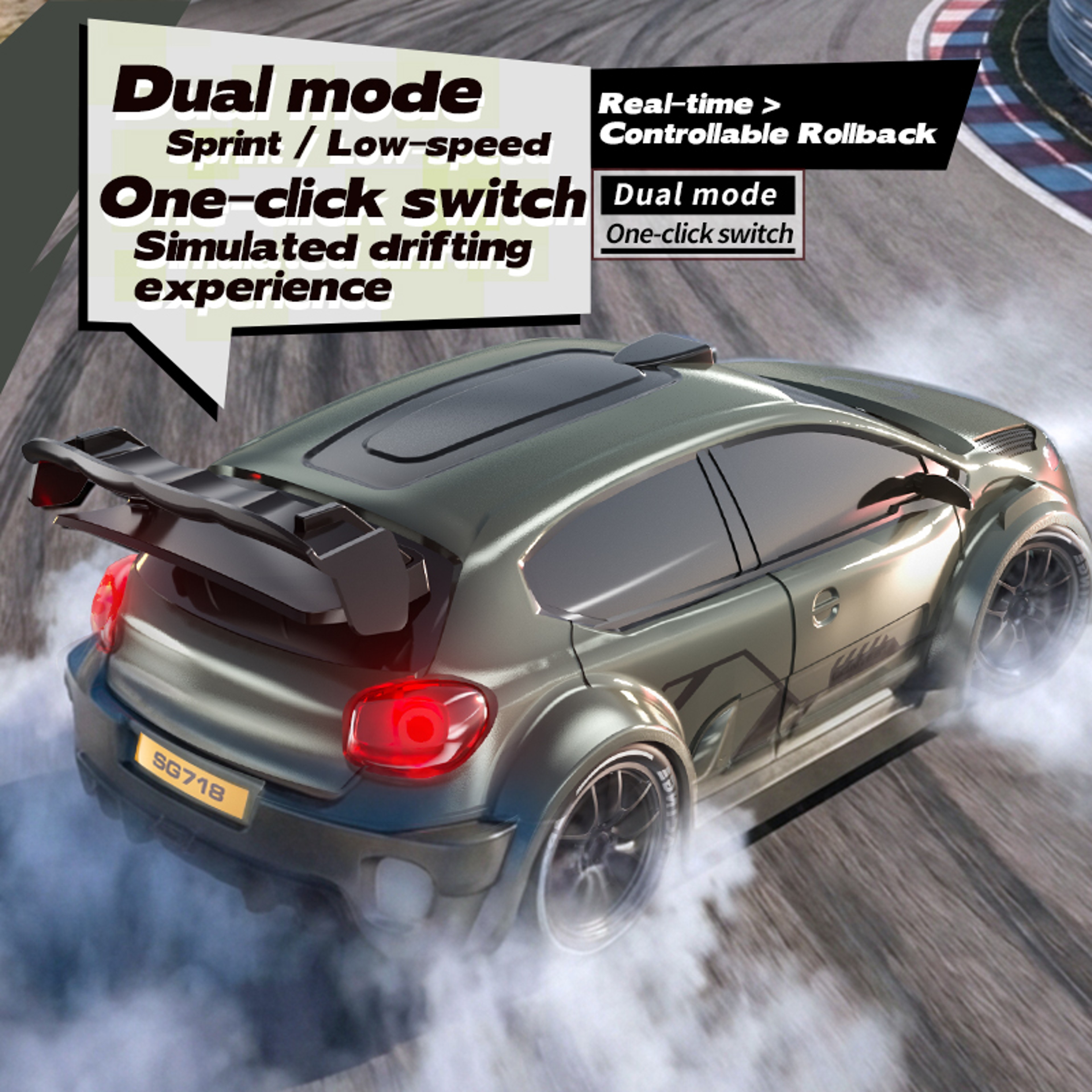 Turbo Drive RC Drift Car 4WD Remote Control Racing Car with LED Lights & Multi-Speed Control – view 3