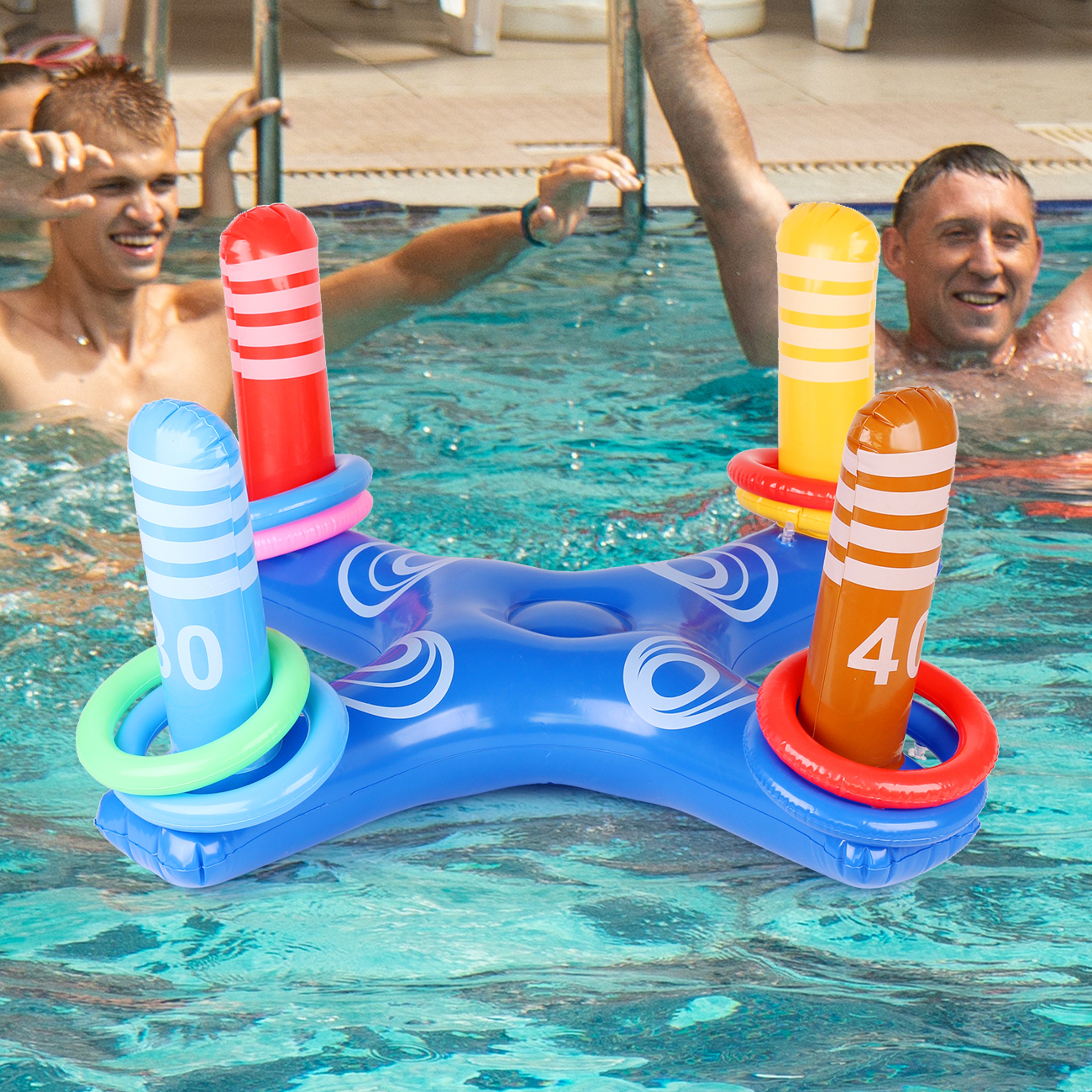 Inflatable Pool Ring Toss Game With 6 Rings For Kids  Adults Summer Pool Party Fun 0