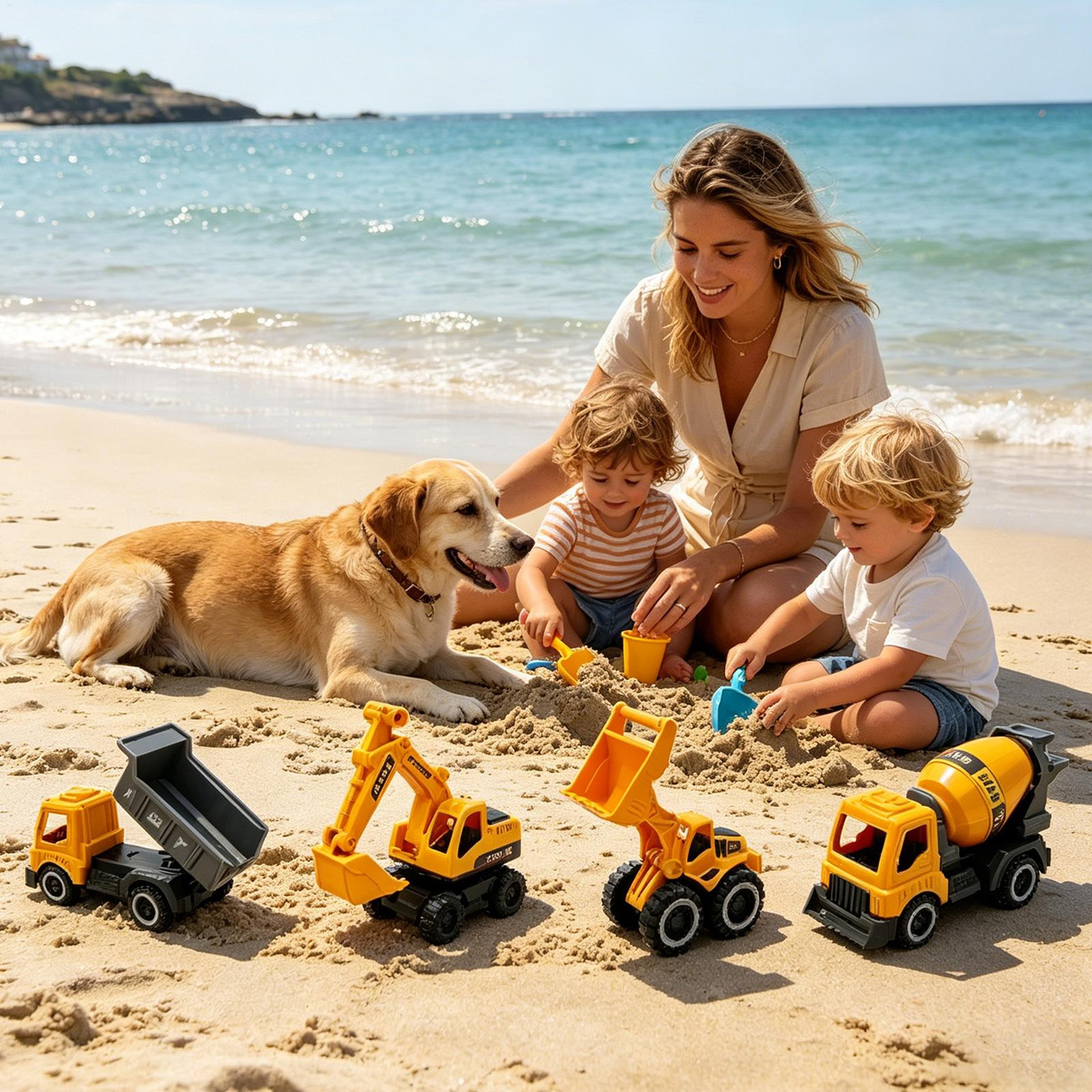 Construction Truck Toys 4Piece Beach Toy Set With Excavator Toy For Kids Sand Play 2