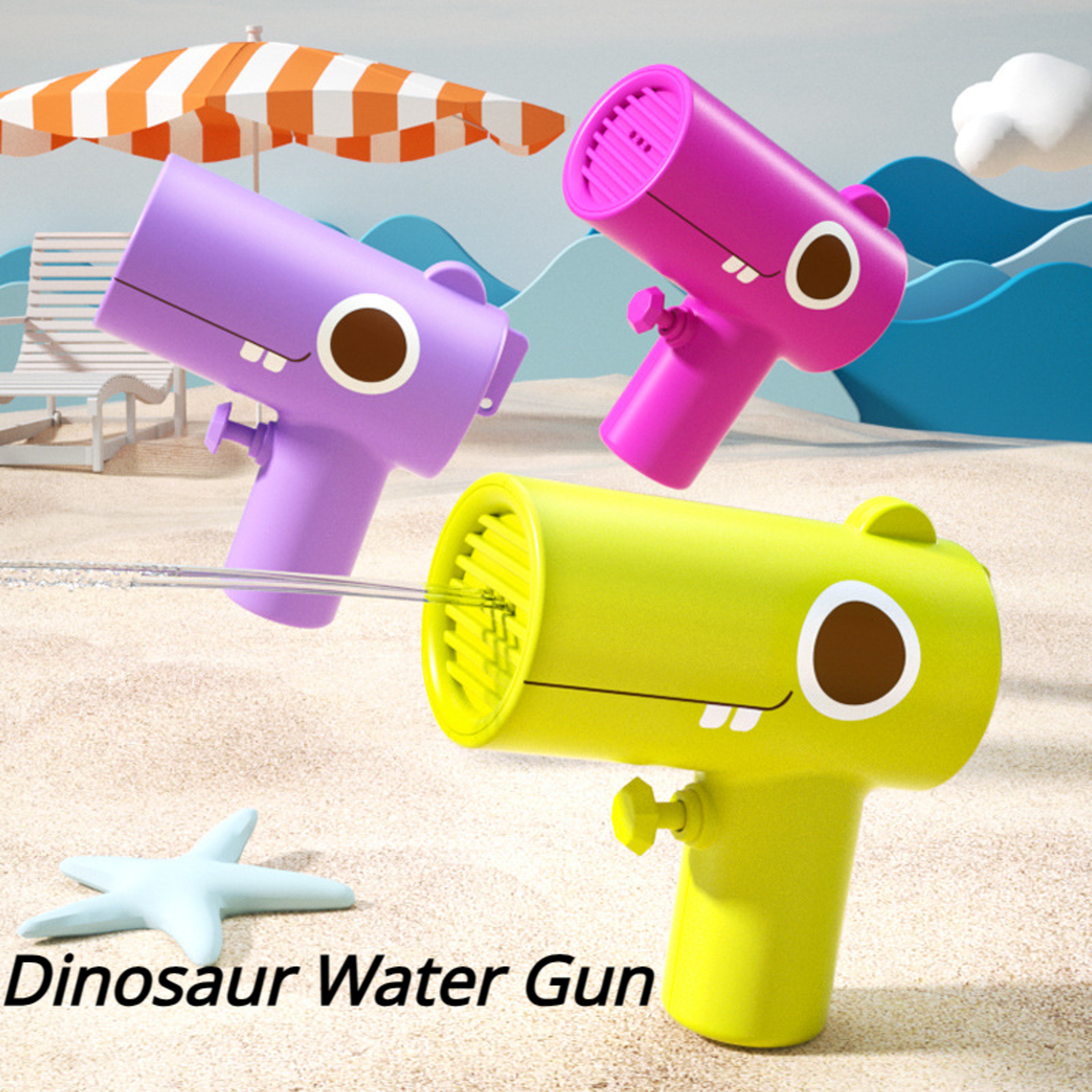 Dino Splash Dinosaur Water Gun for Kids Portable Press Type Squirt Gun Summer Beach Toy – view 1